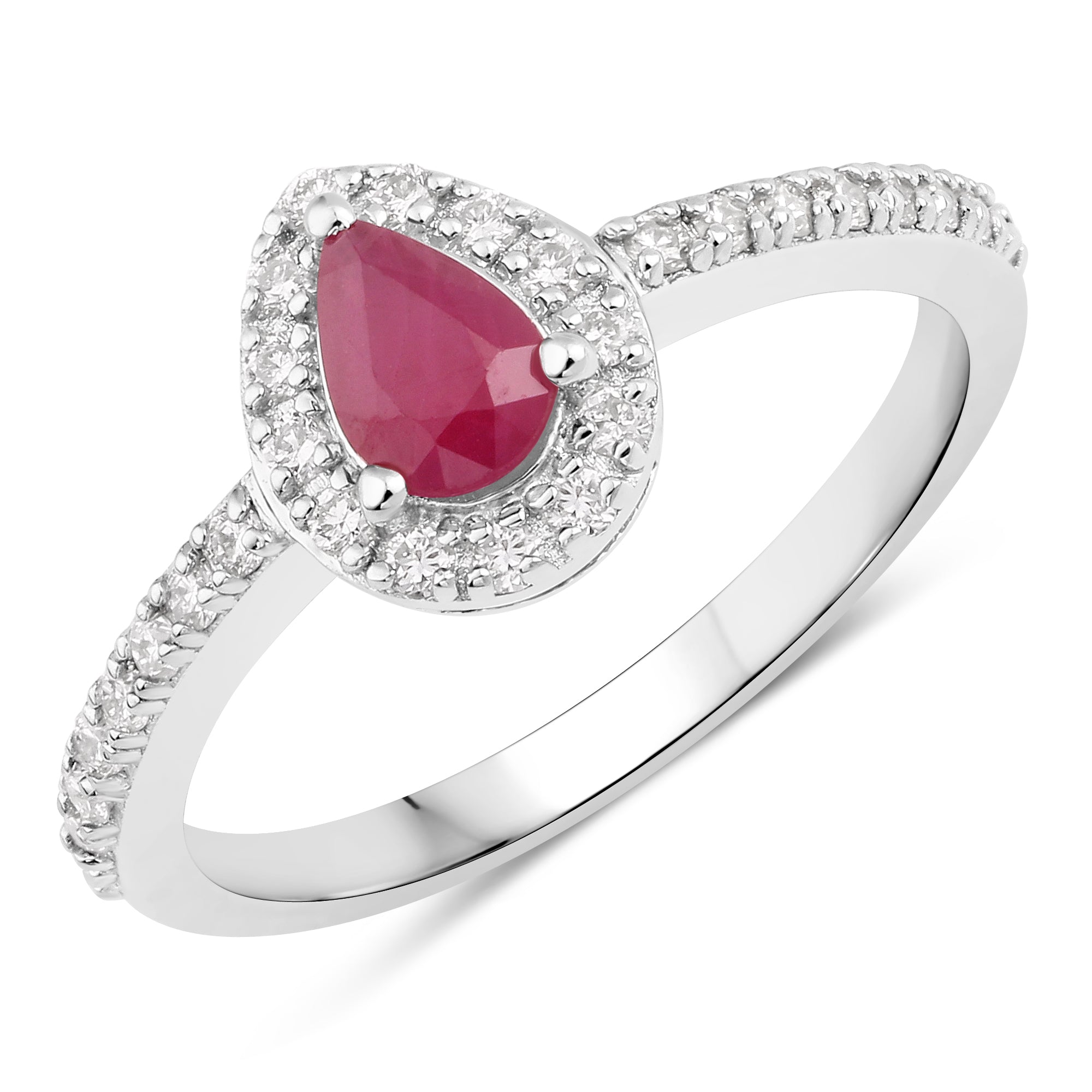 Natural Ruby and Diamond Halo Ring