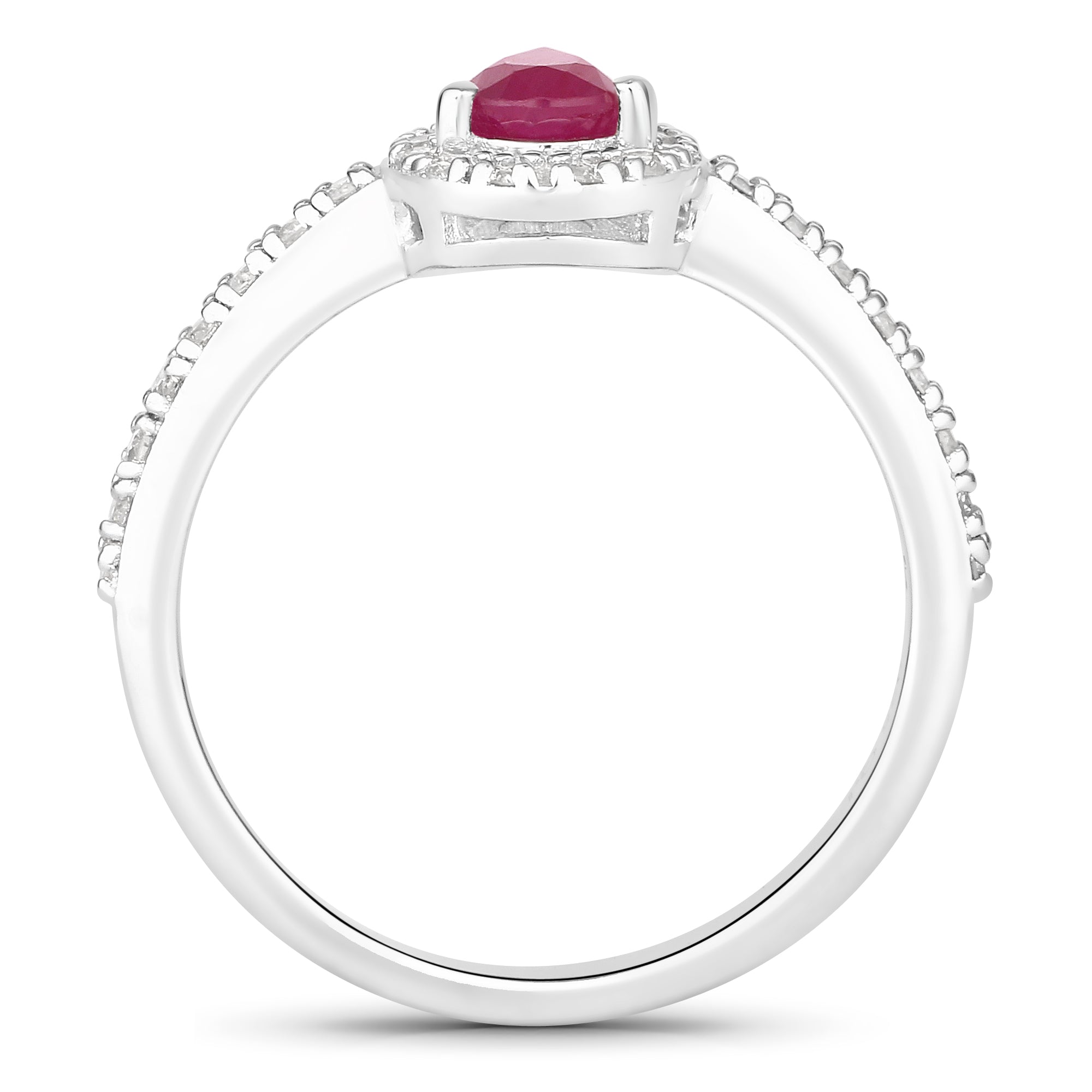 Natural Ruby and Diamond Halo Ring