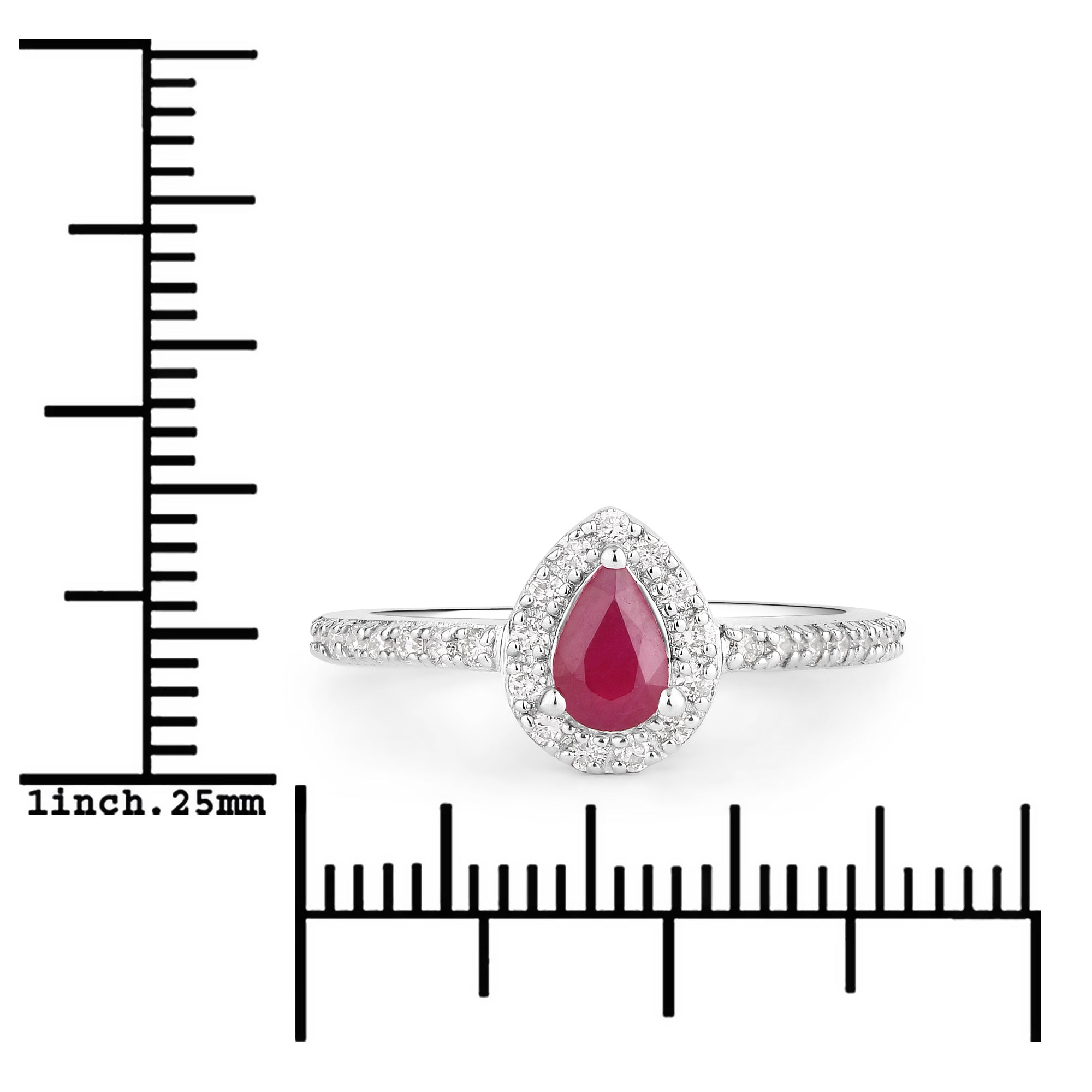 Natural Ruby and Diamond Halo Ring