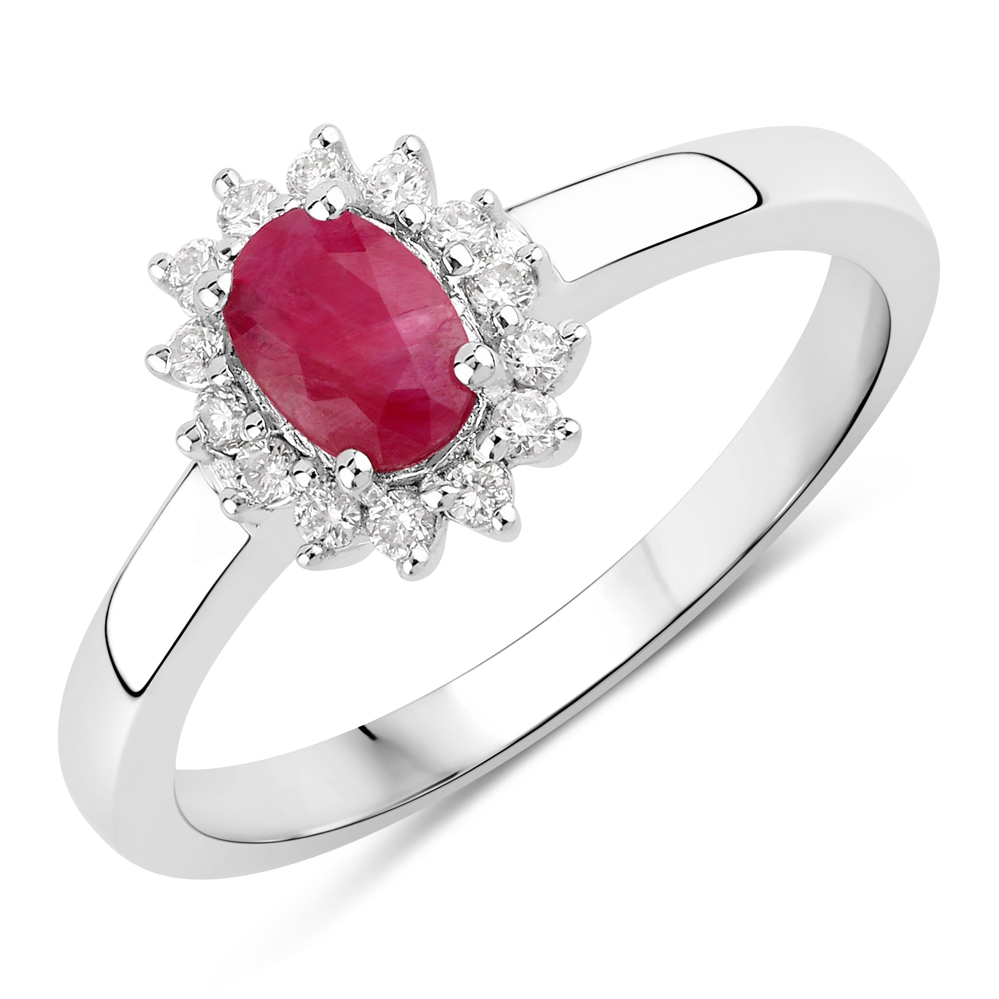 Natural Ruby and Lab Diamond Engagement Ring