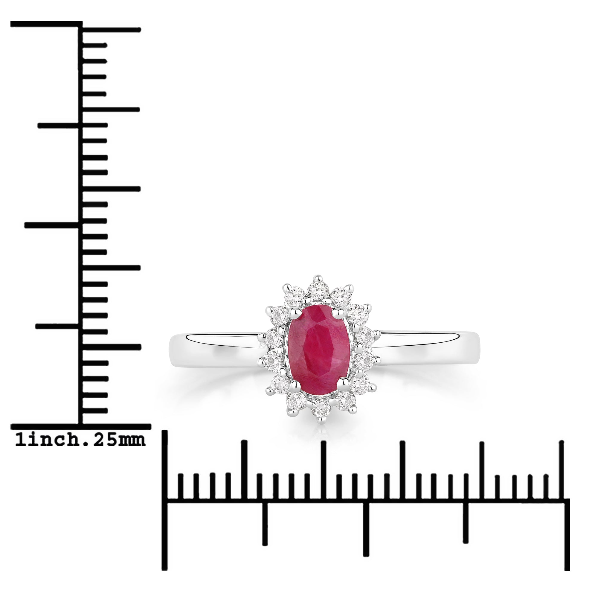 Natural Ruby and Lab Diamond Engagement Ring