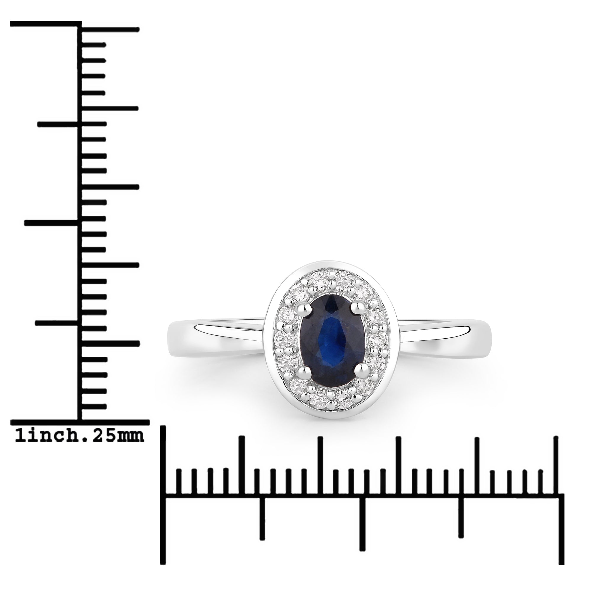 Natural Blue Sapphire and Lab Diamond Halo Ring