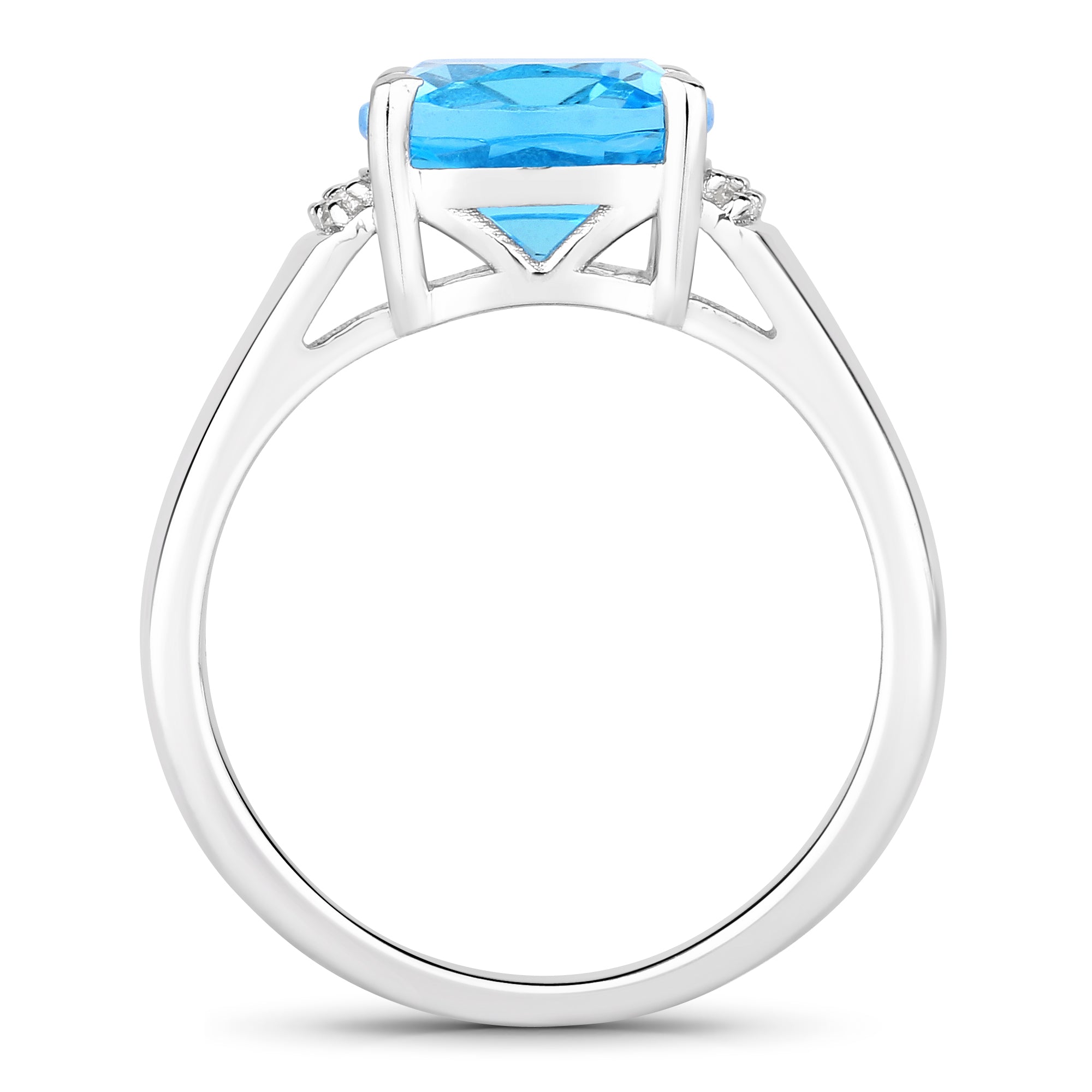 Natural Swiss Blue Topaz and Lab Diamond Cocktail Ring
