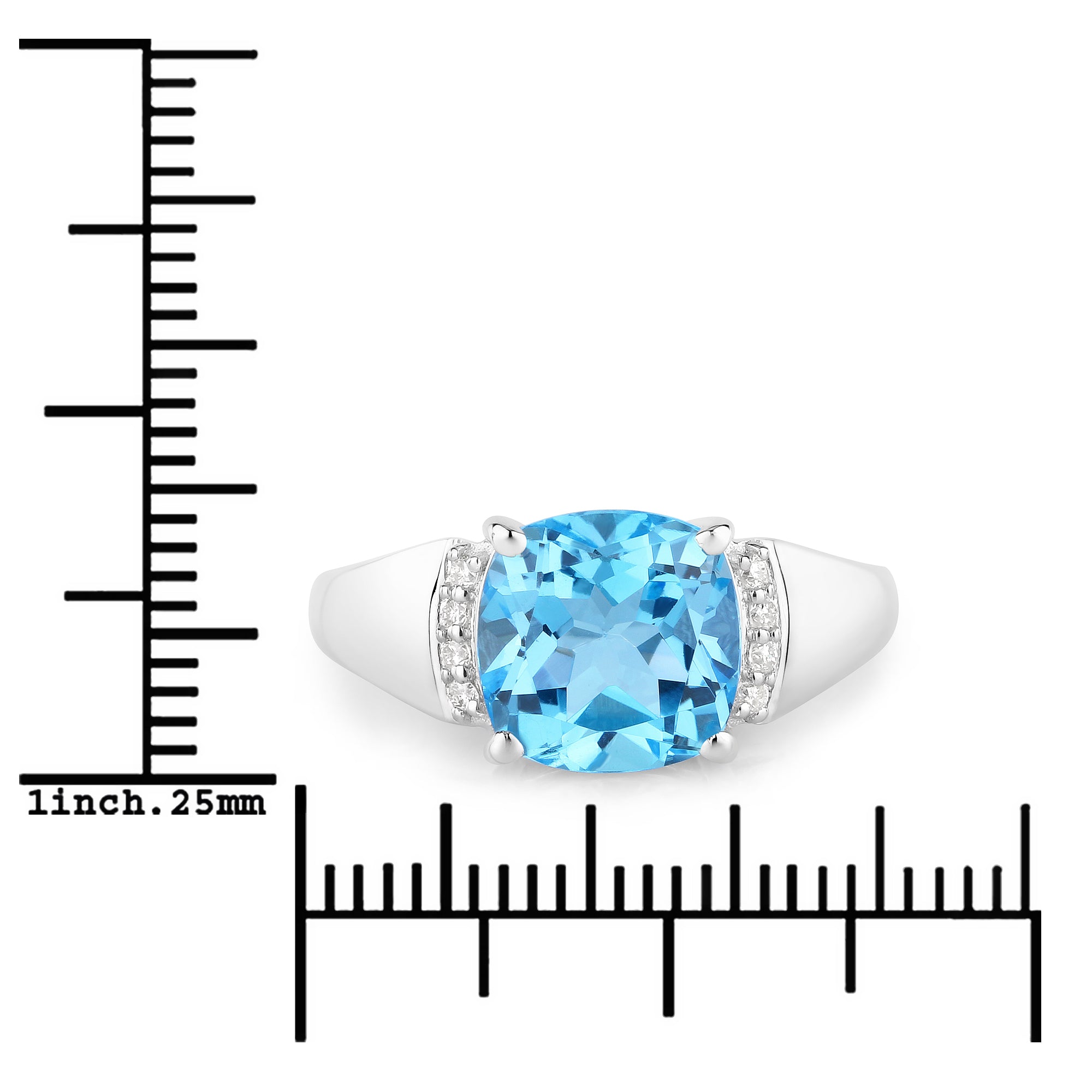 Natural Swiss Blue Topaz and Lab Diamond Cocktail Ring