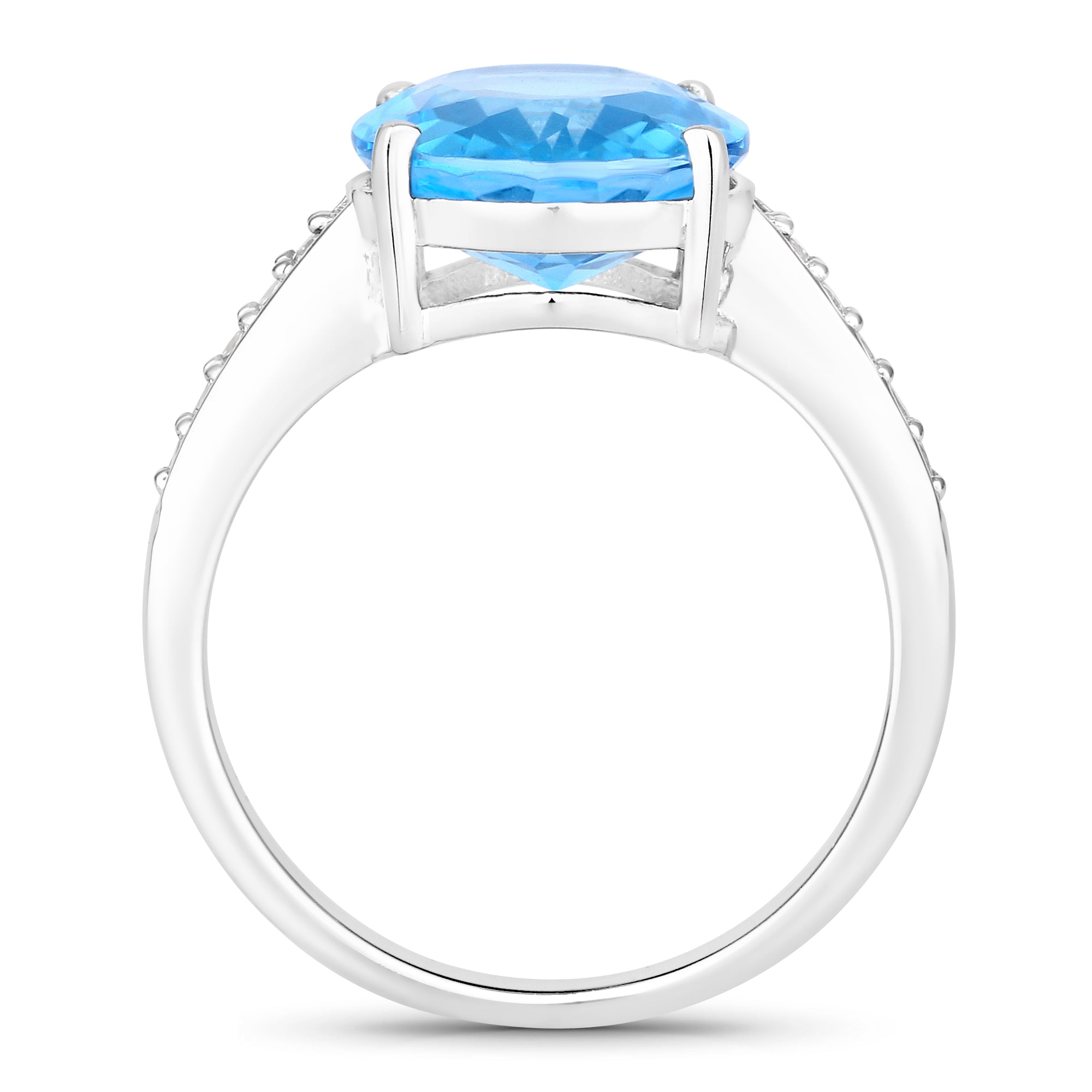 Natural Swiss Blue Topaz and Diamond Bridge Ring