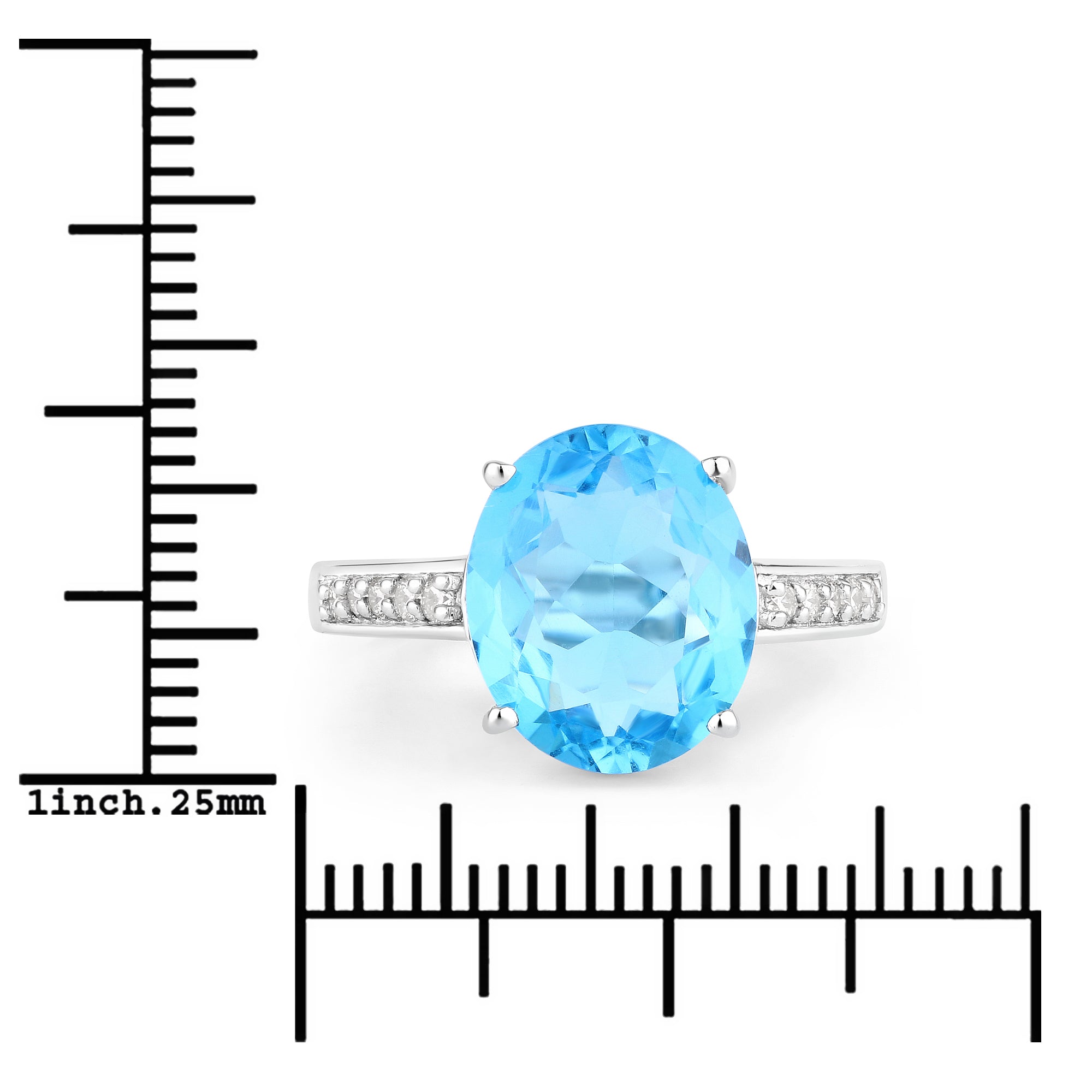 Natural Swiss Blue Topaz and Diamond Bridge Ring