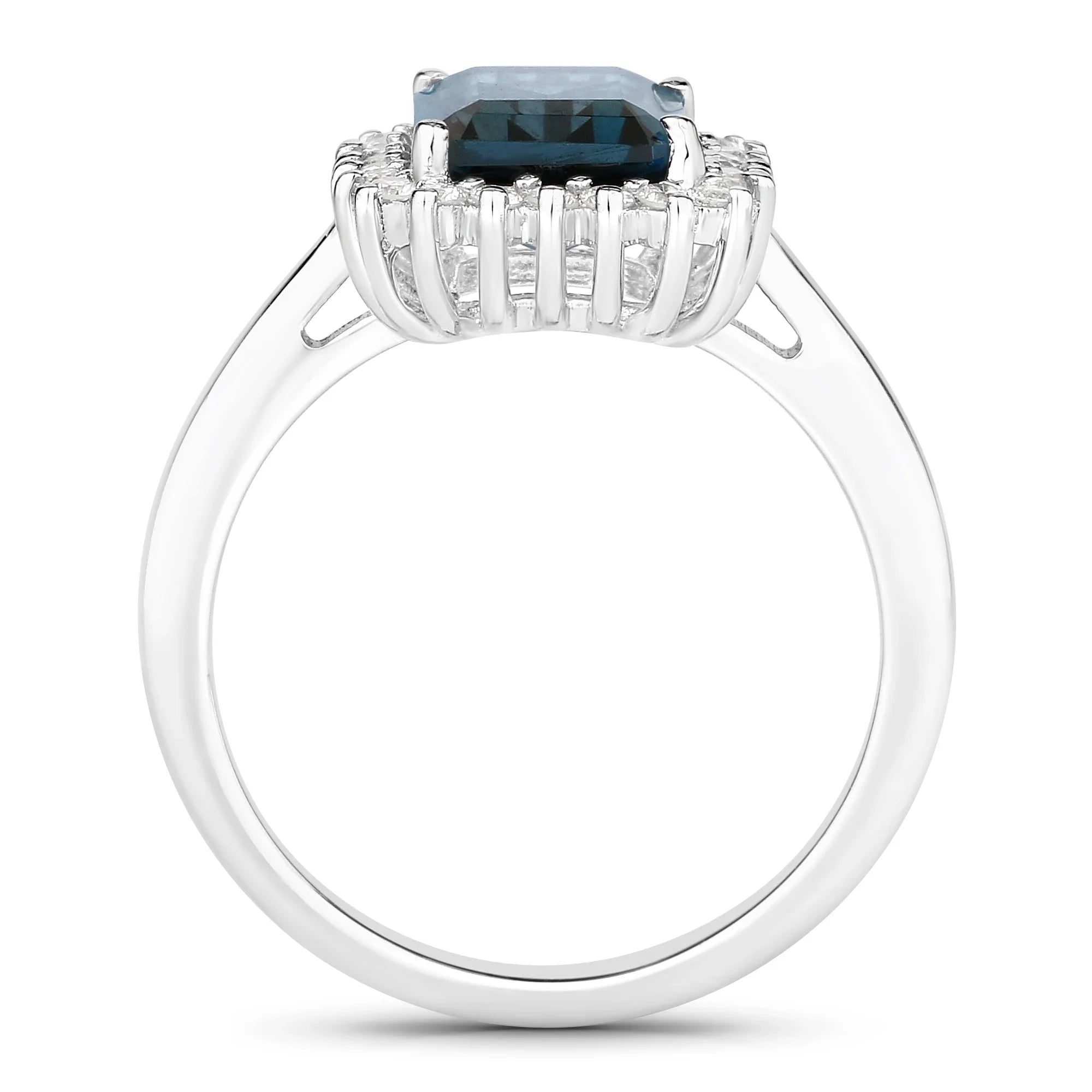 Natural London Blue Topaz and Diamond Halo Ring