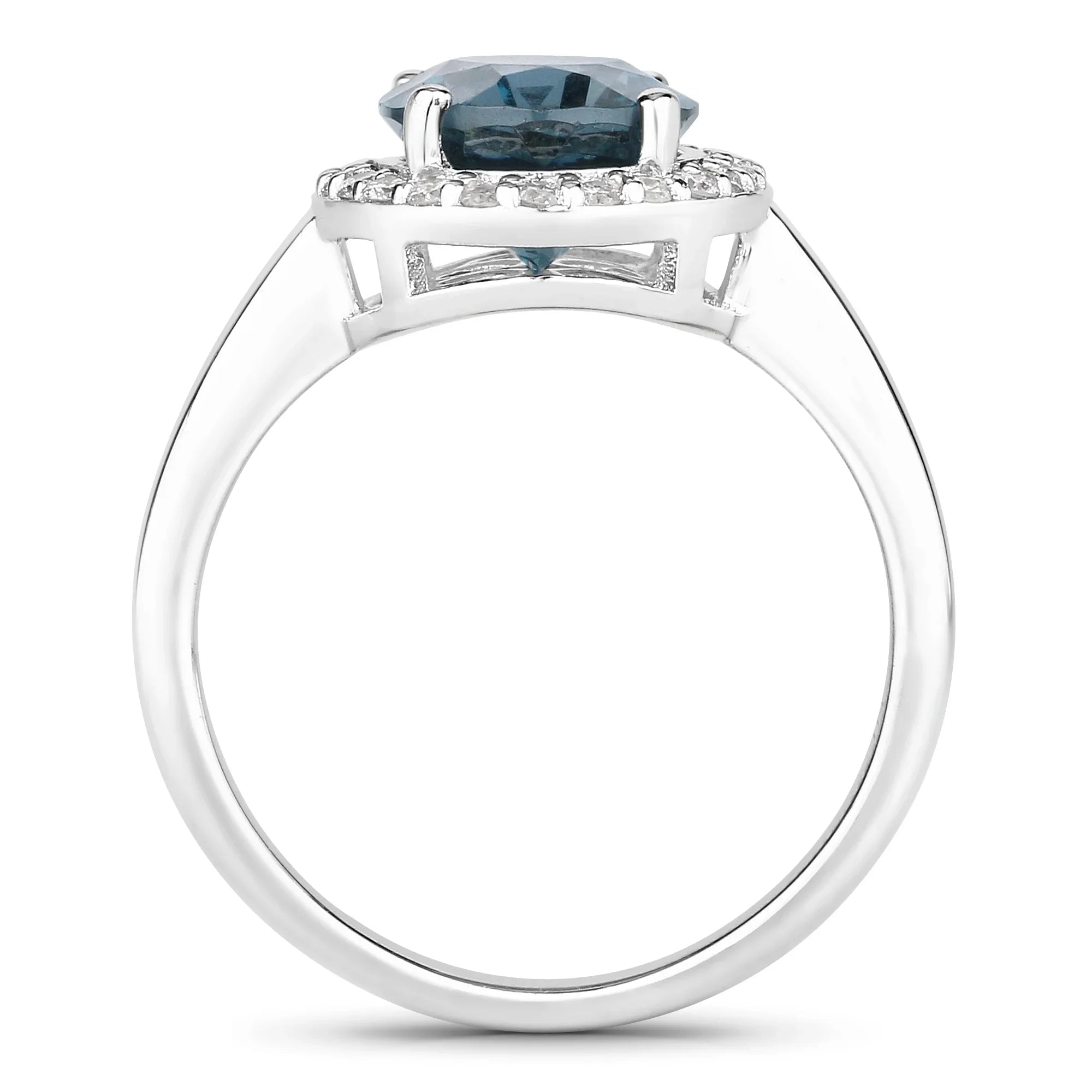 Natural London Blue Topaz Lab Diamond Ring