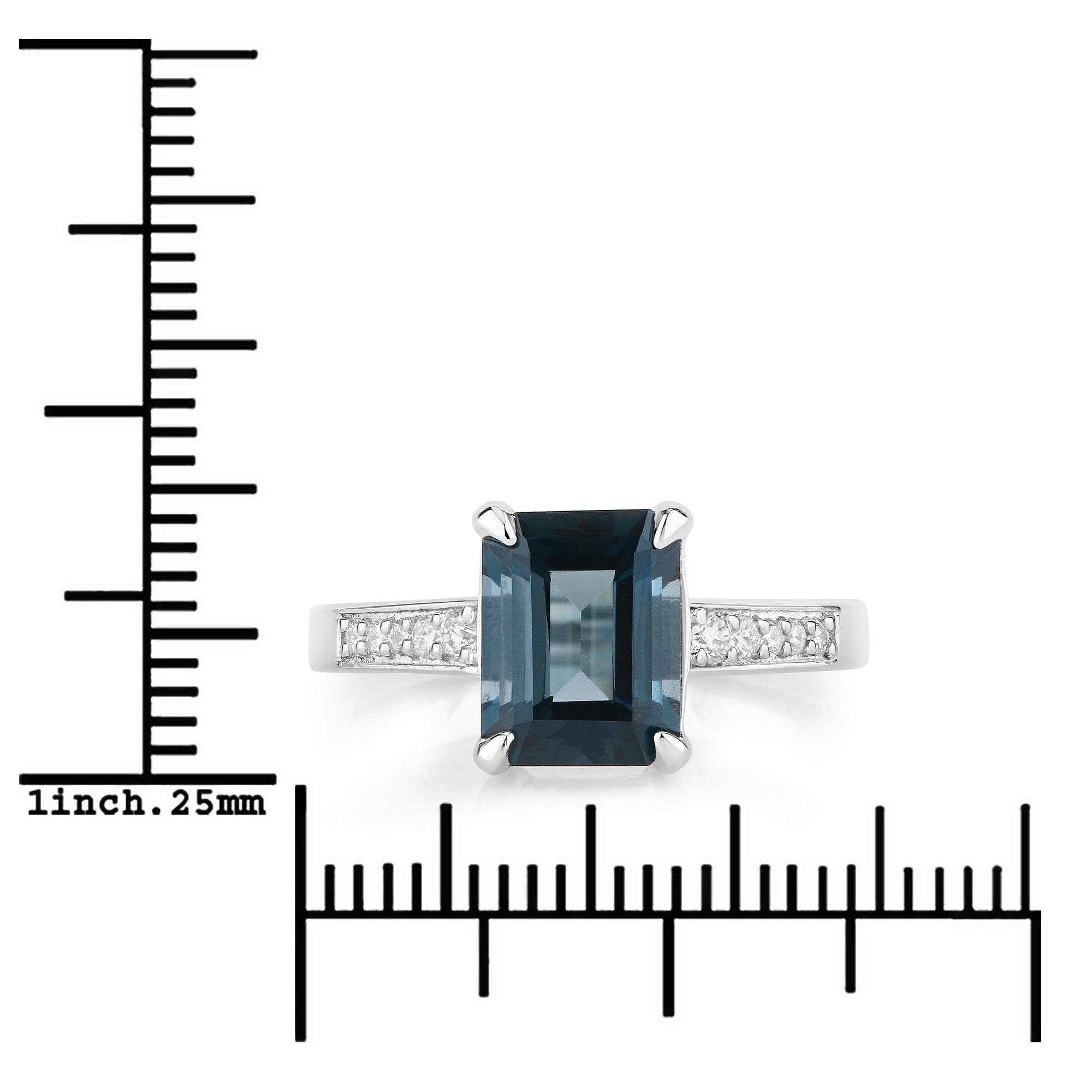 Natural London Blue Topaz Diamond Engagement Ring