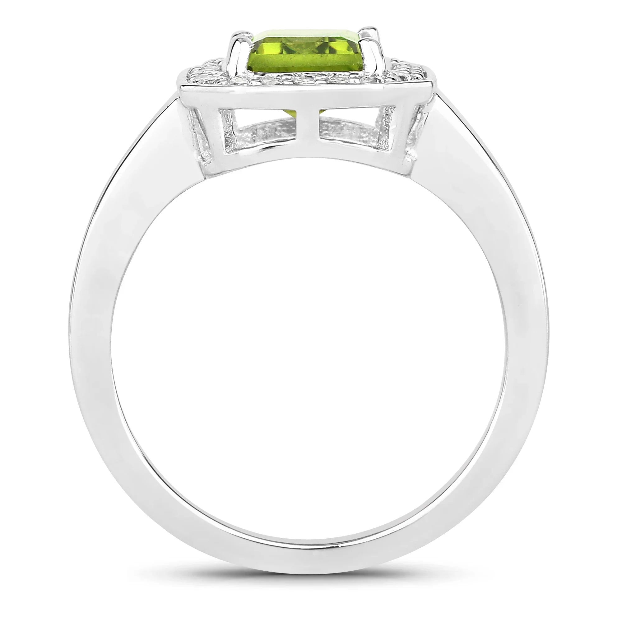 Natural Peridot Lab Diamond Halo Ring