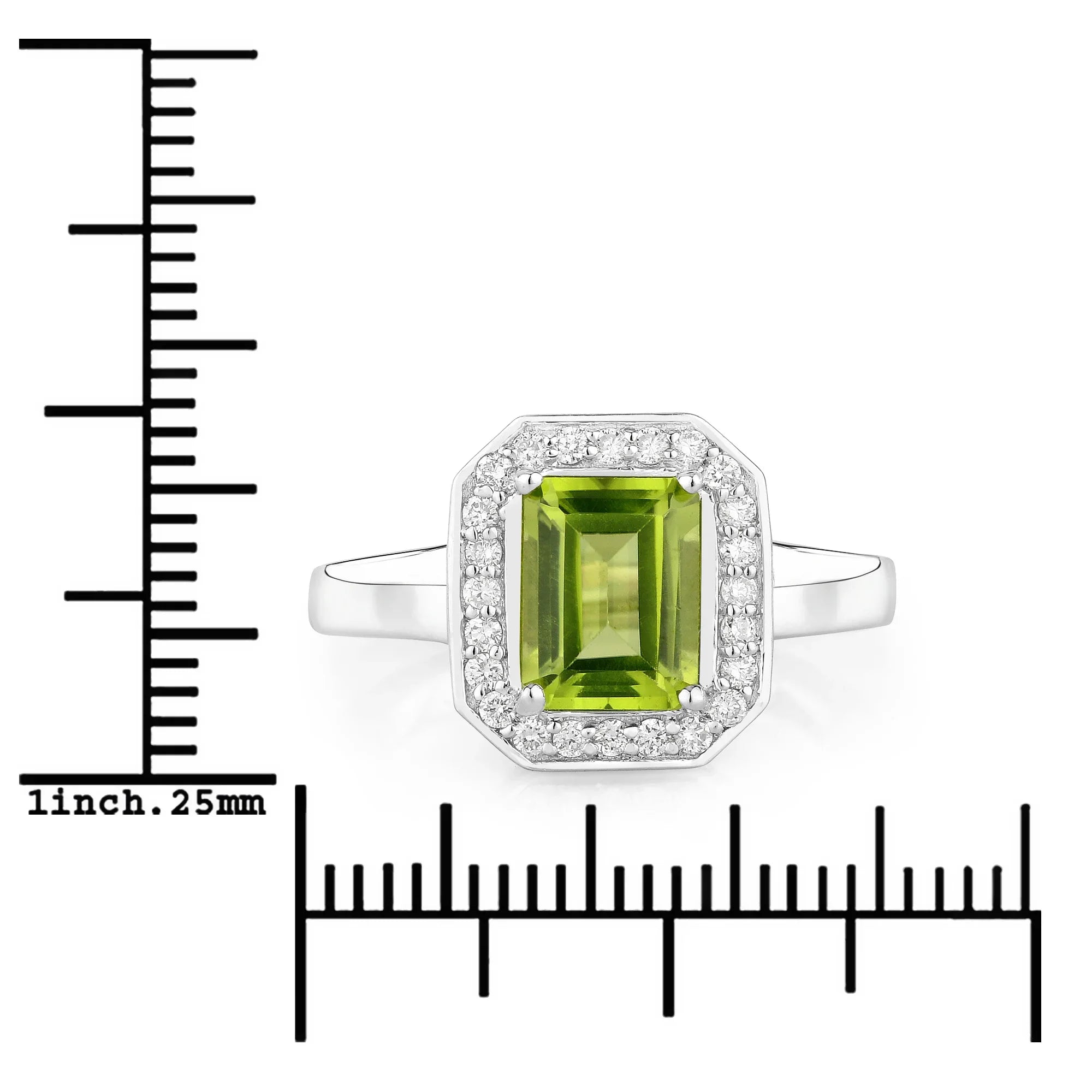 Natural Peridot Lab Diamond Halo Ring