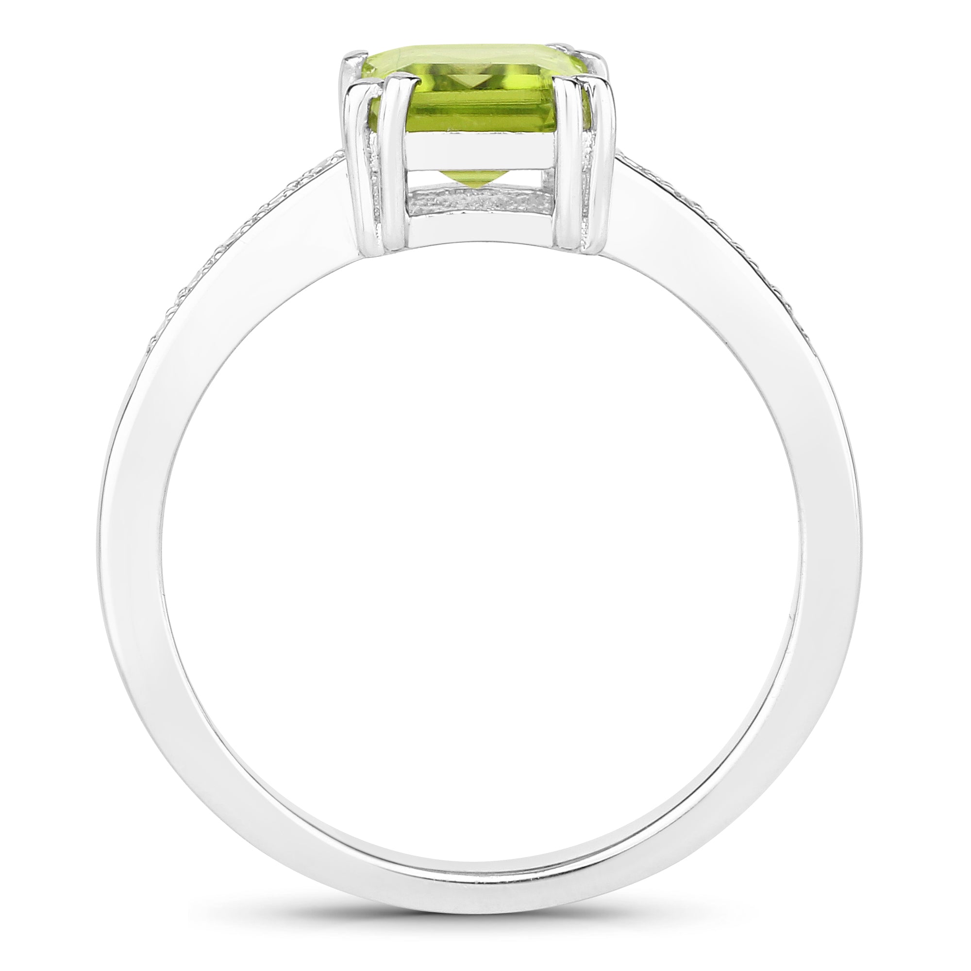 Natural Peridot and Lab Diamond Ring