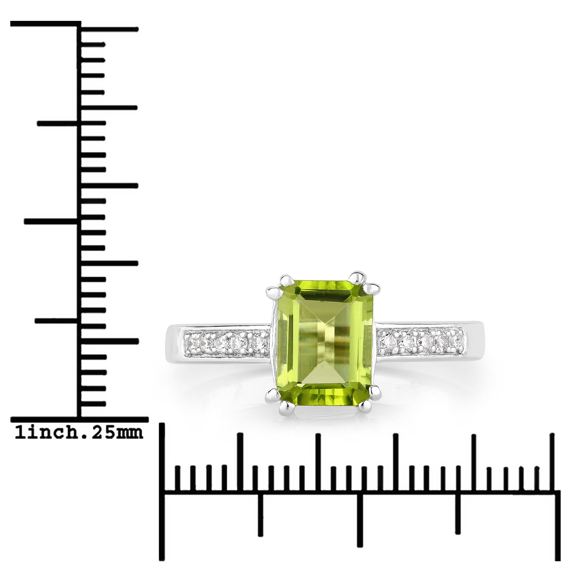 Natural Peridot and Lab Diamond Ring