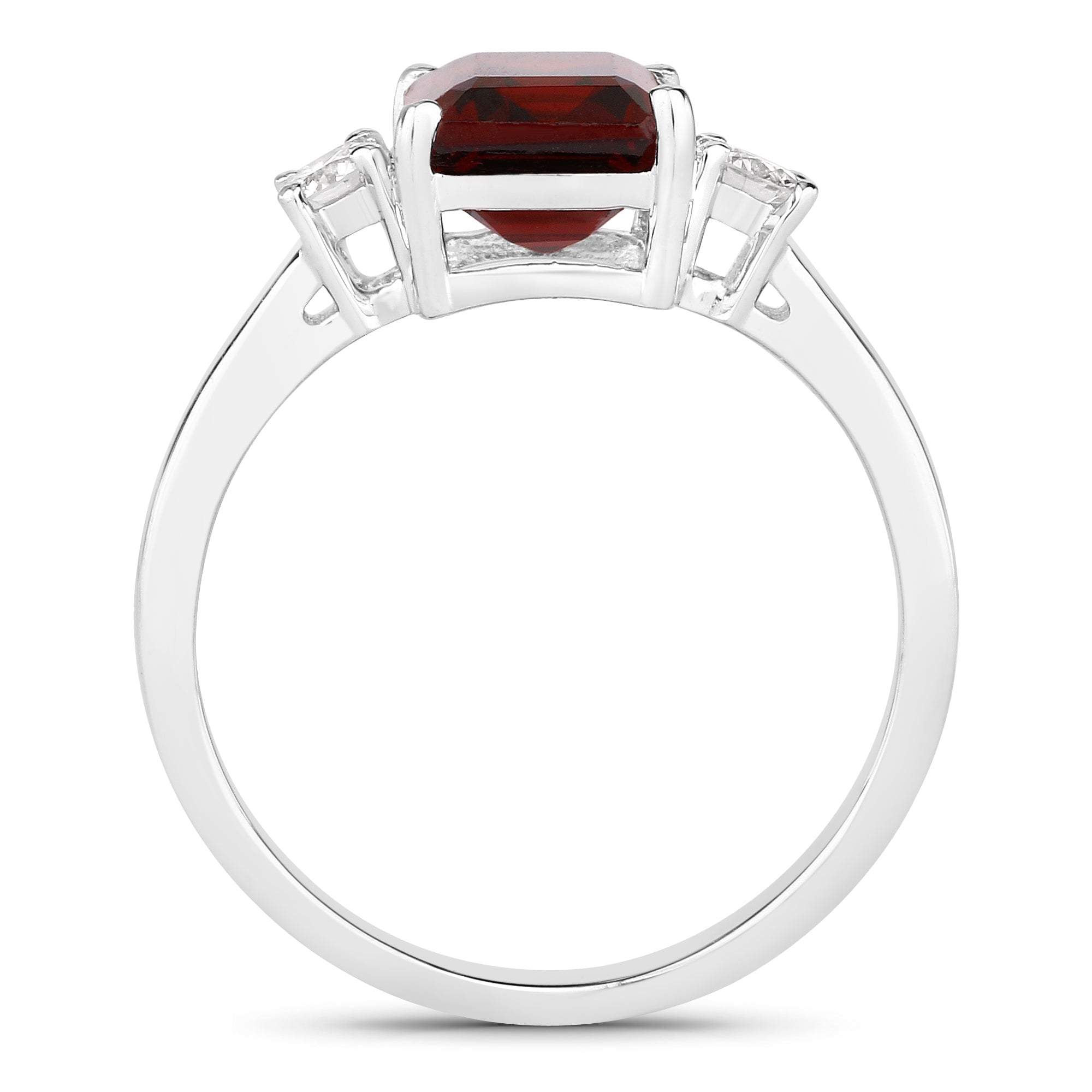 Natural Garnet Lab Diamond Three Stone Ring