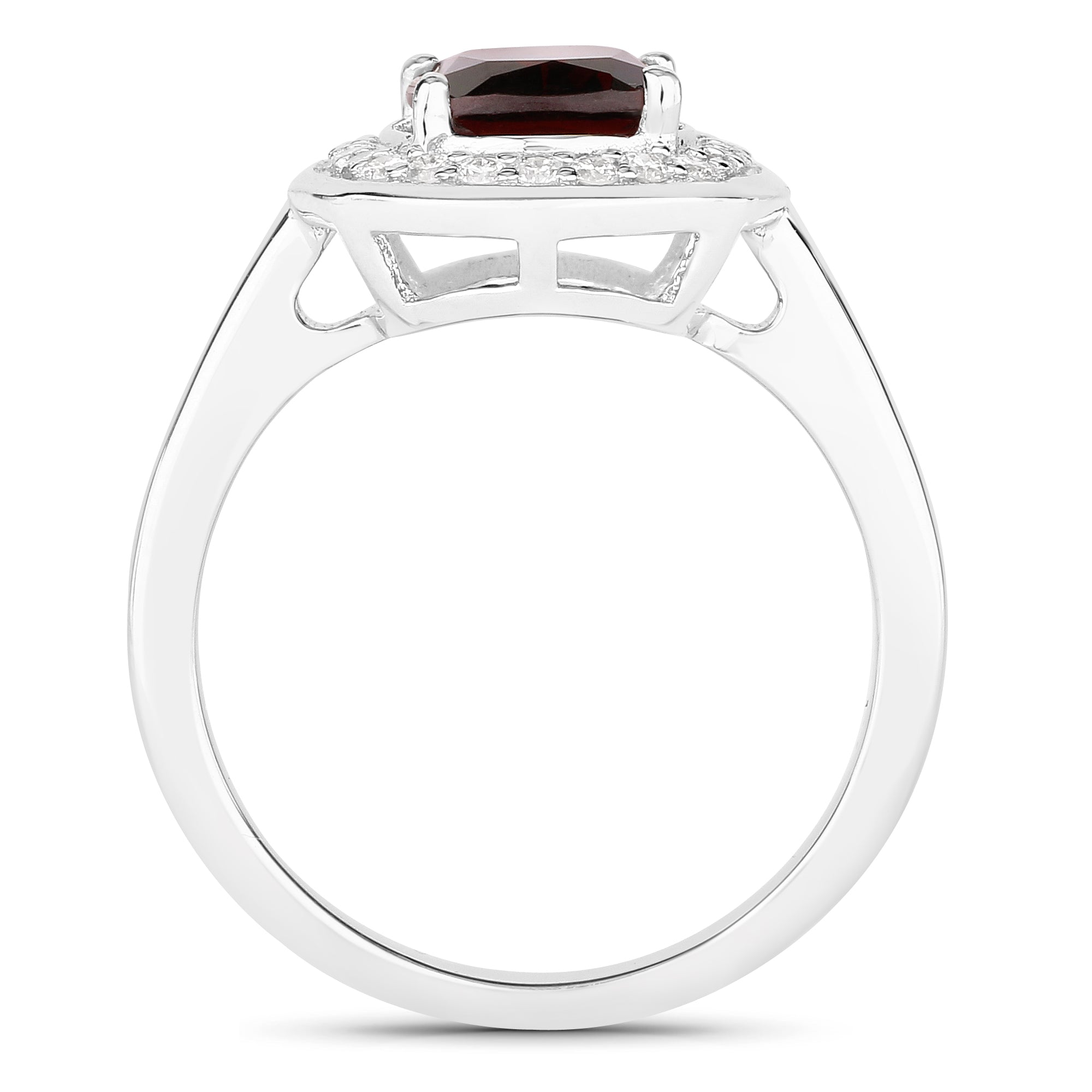 Natural Garnet Lab Diamond Cushion Cut Ring