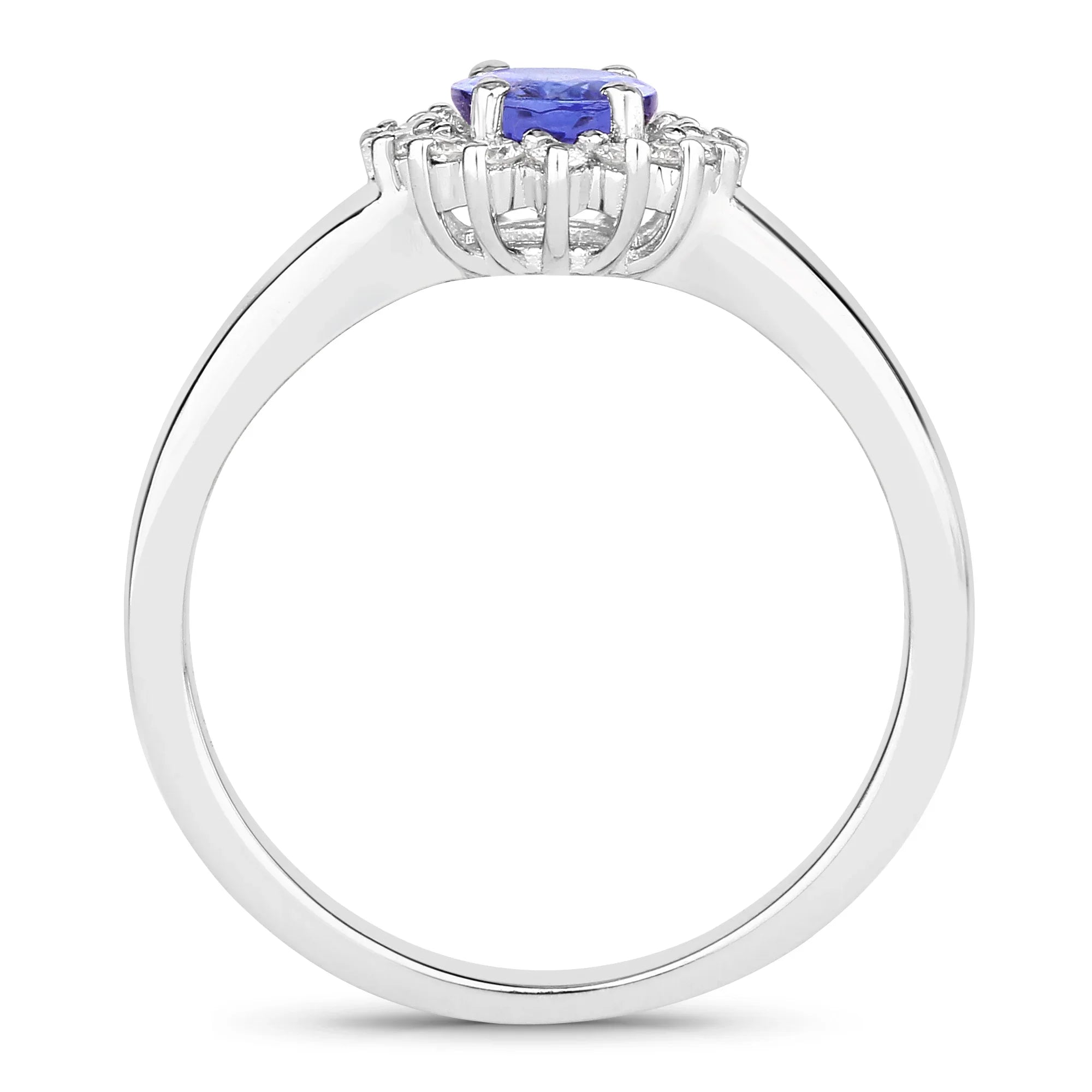 Natural Tanzanite and Lab Diamond Halo Ring