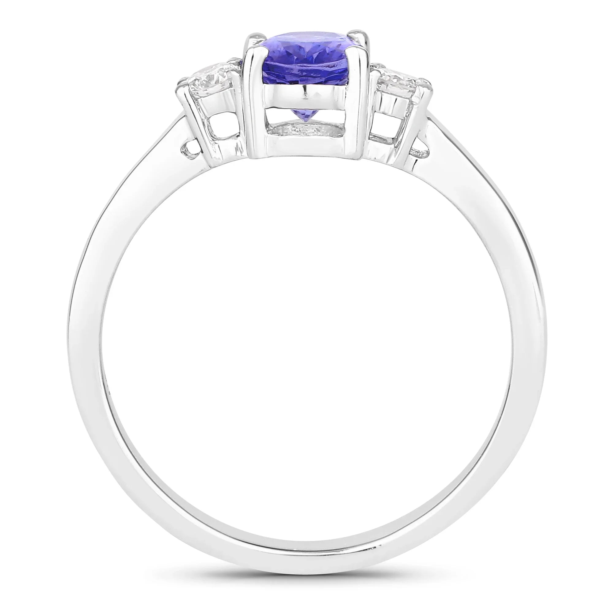 Natural Tanzanite Lab Diamond Three Stone Ring
