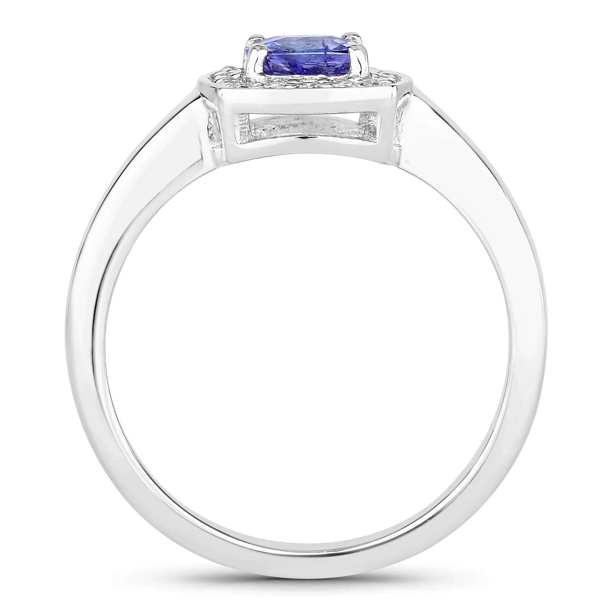 Natural Tanzanite Lab Diamond Cushion Cut Ring