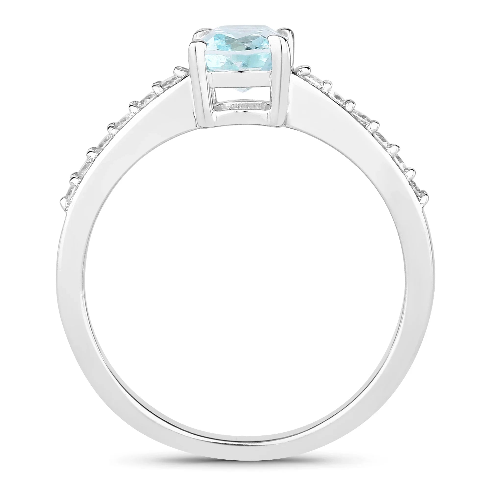 Natural Aquamarine Lab Diamond Cushion Cut Ring