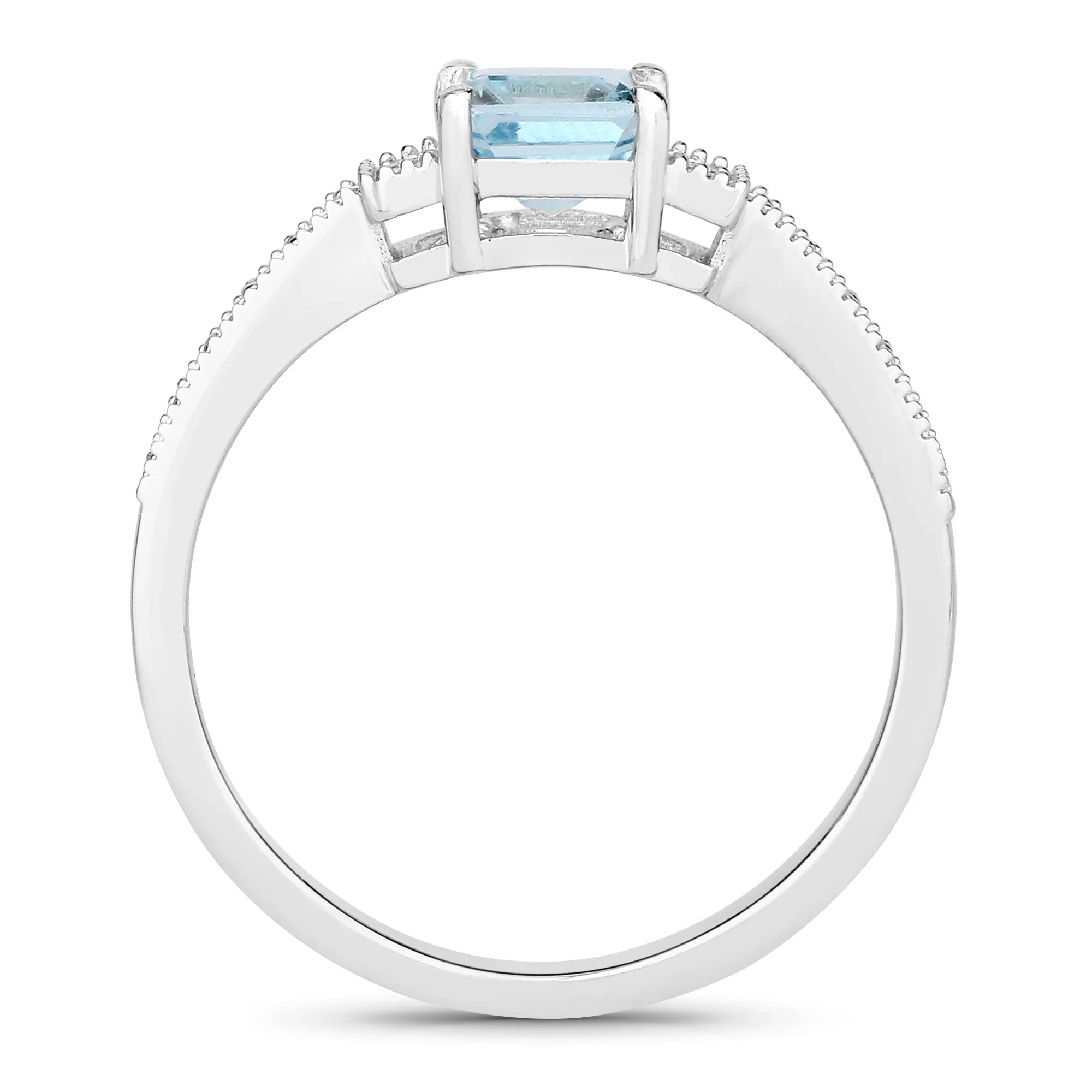 Natural Aquamarine and Lab Diamond Ring