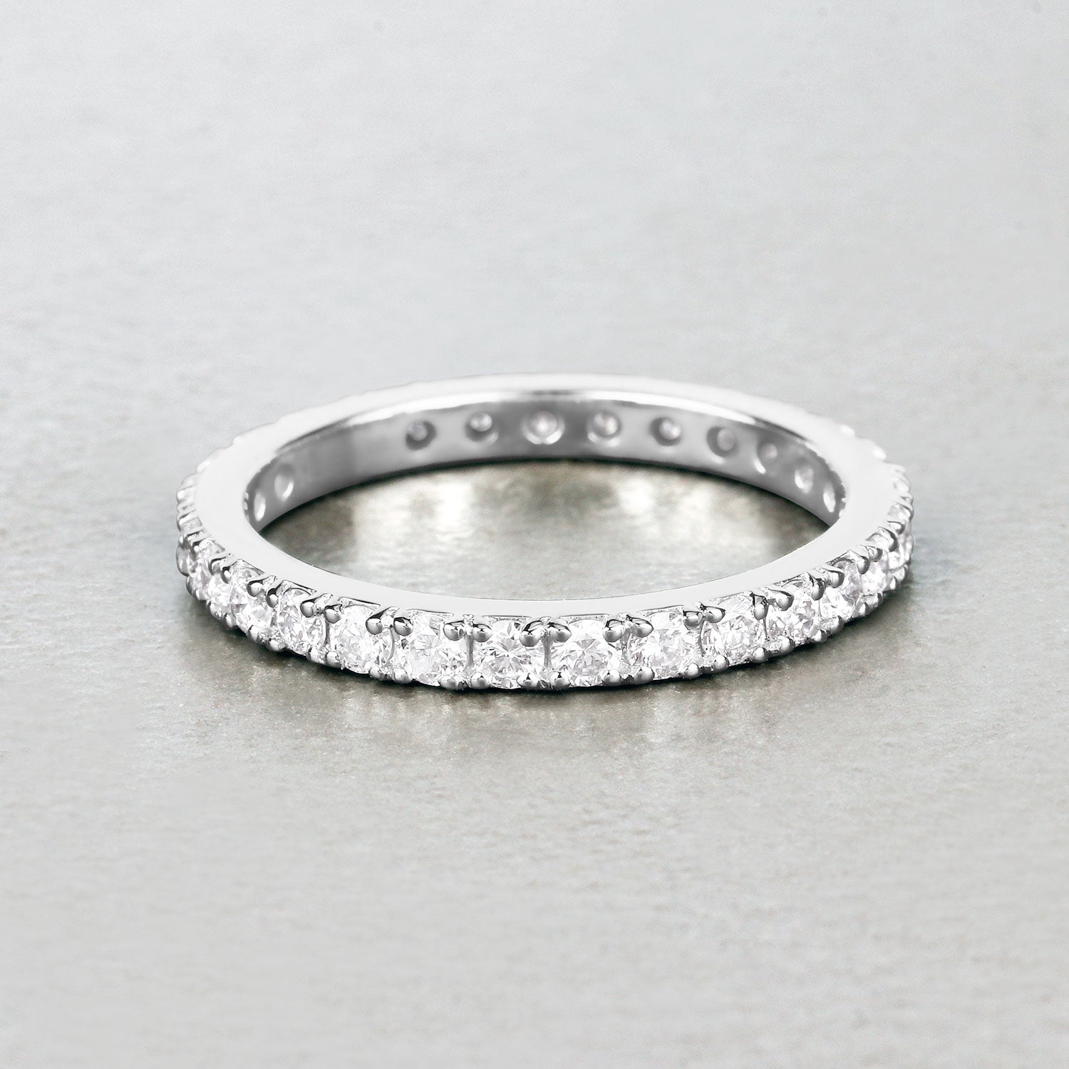 1.00ct Round Lab Grown Diamond Prong Band 14K White Gold Ring image 2