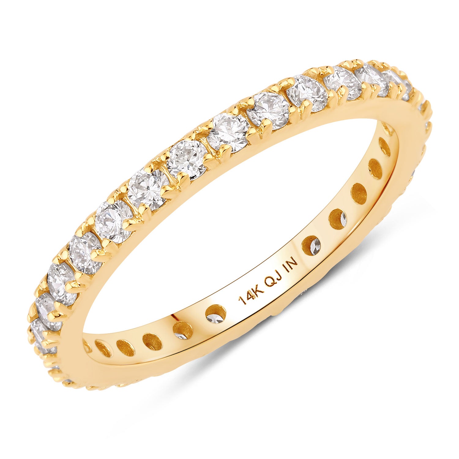 1.00ct Round Lab Grown Diamond Prong Band 14K Yellow Gold Ring image 1