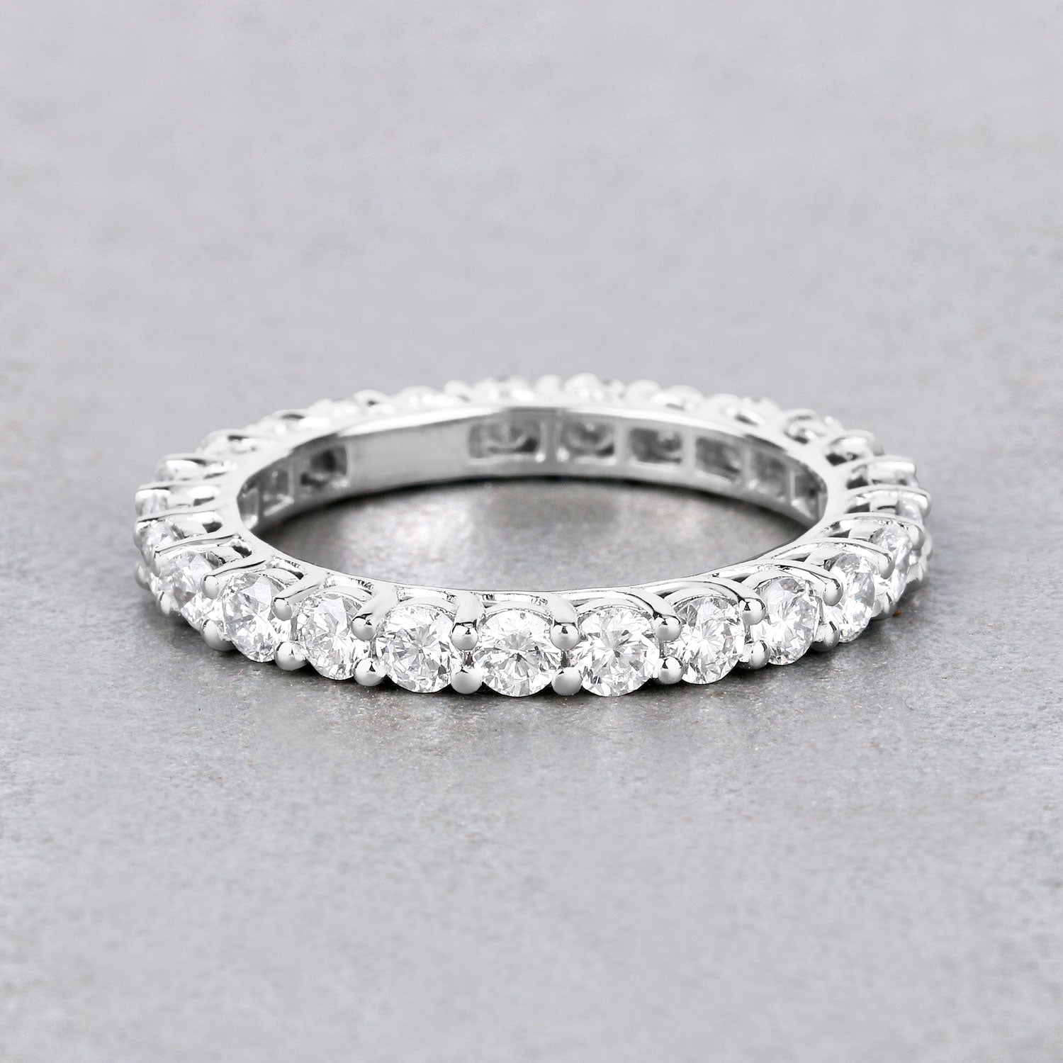 1.50ct Round Lab Grown Diamond Prong Band 14K White Gold Ring image 2