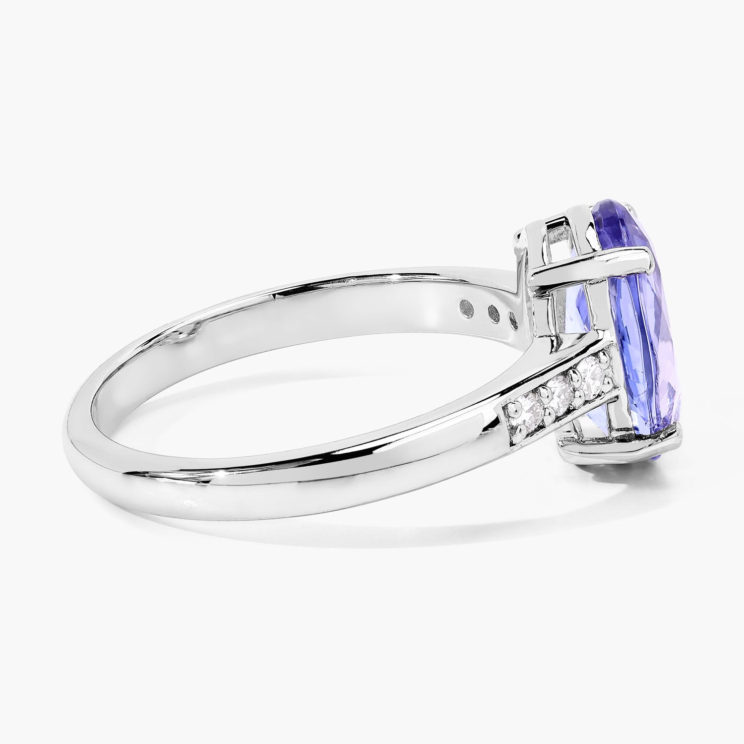 2.58 Cttw Oval Violet Tanzanite Lab Grown Diamond Rhodium over Silver Bridge Ring