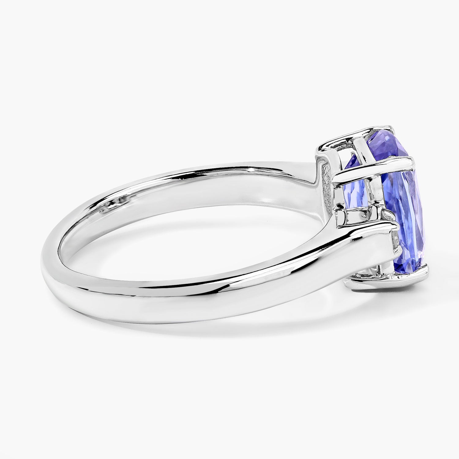 2.88 Cttw Cushion Violet Tanzanite and Lab Diamond Rhodium over Silver 3-Stone Ring