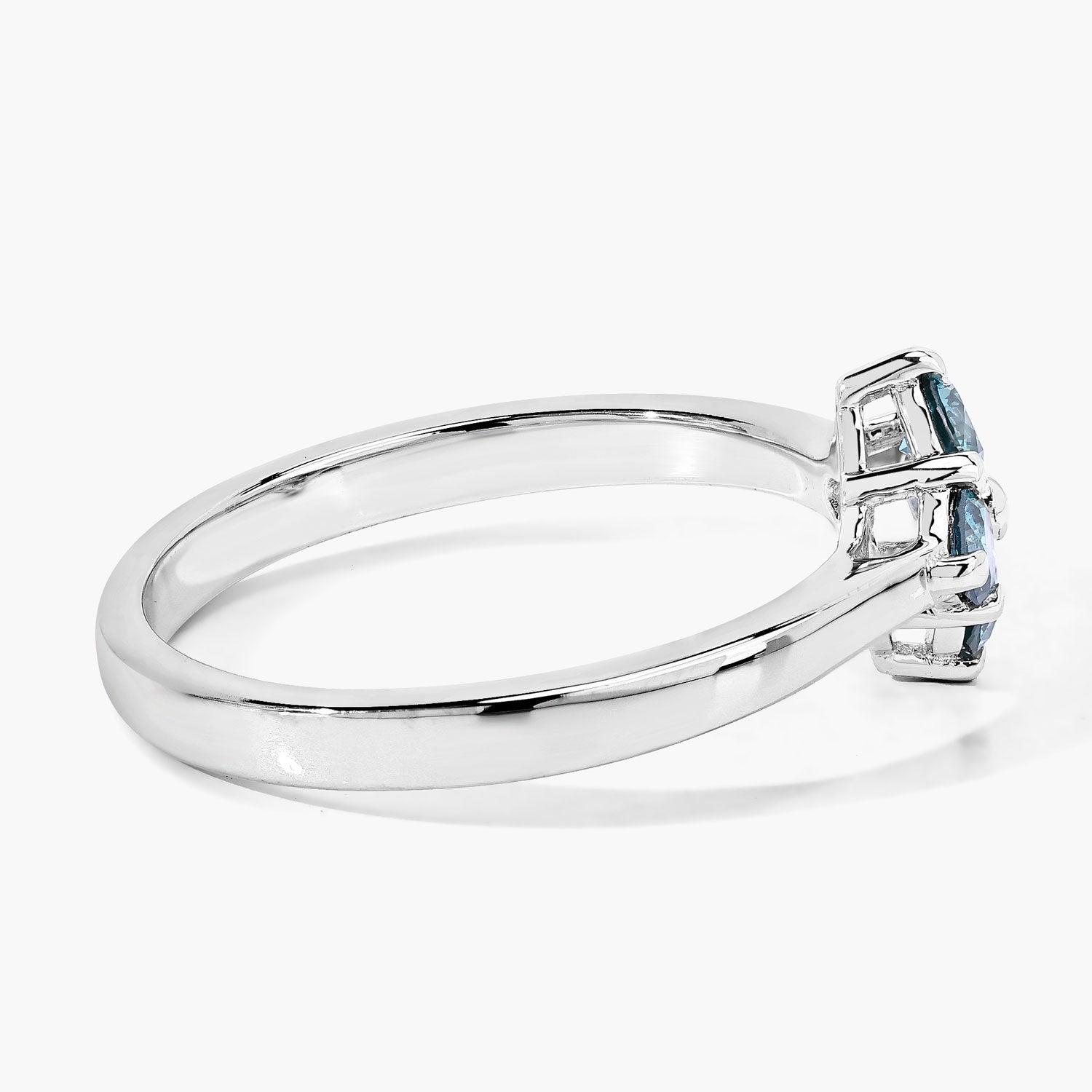 0.50 Cttw Round Teal Blue Diamond Rhodium Plated Silver Cluster Ring