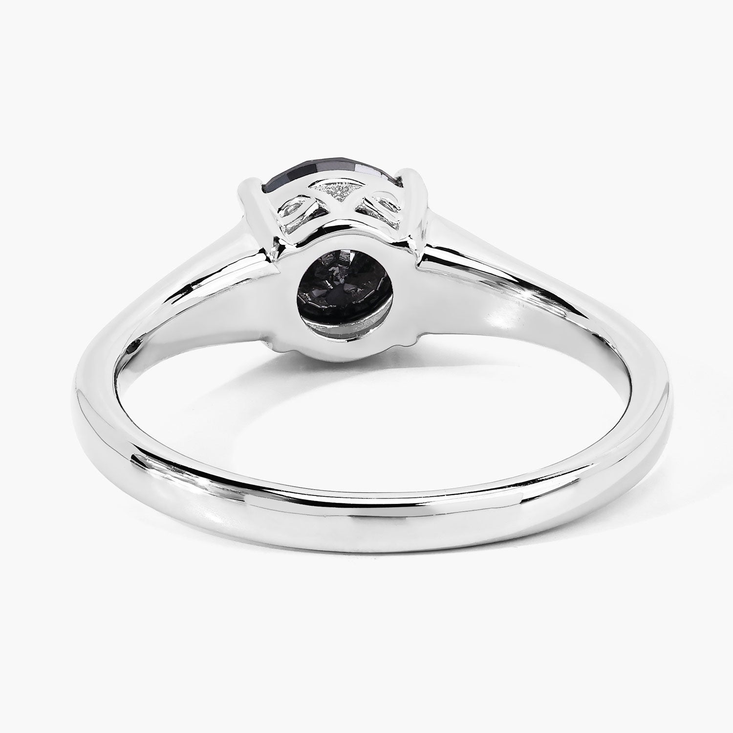1.62 Cttw Round Black Diamond Rhodium over Silver Cathedral Solitaire Ring