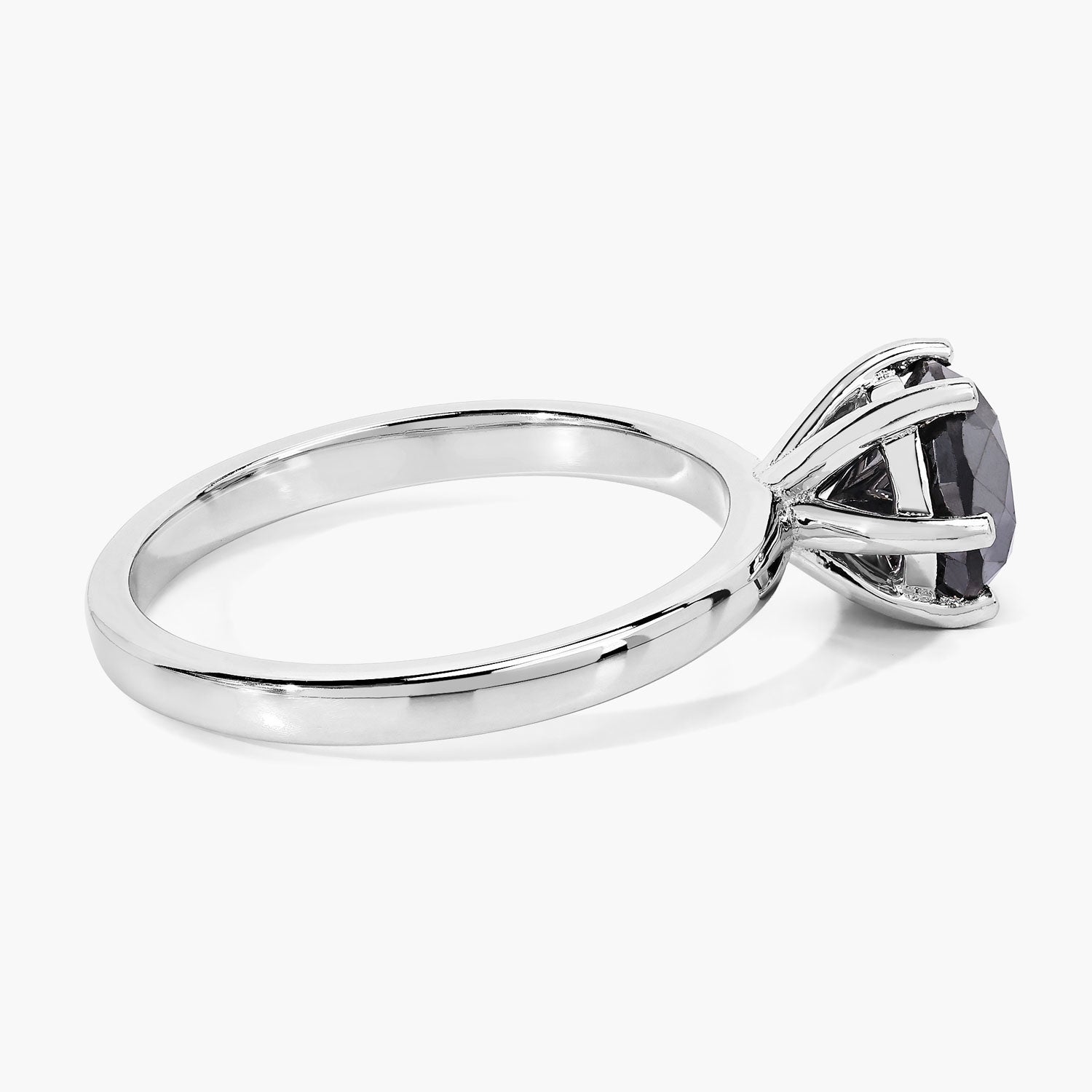 1.81 Cttw Round Black Diamond Rhodium over Silver Solitaire Ring