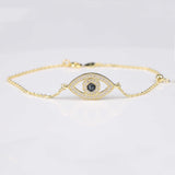 Evil Eye Bracelet Gold Plated Moissanite & Sapphire Evil Eye Charm BraceletModern Sapphire Evil Eye Bracelet - FineColorJewels