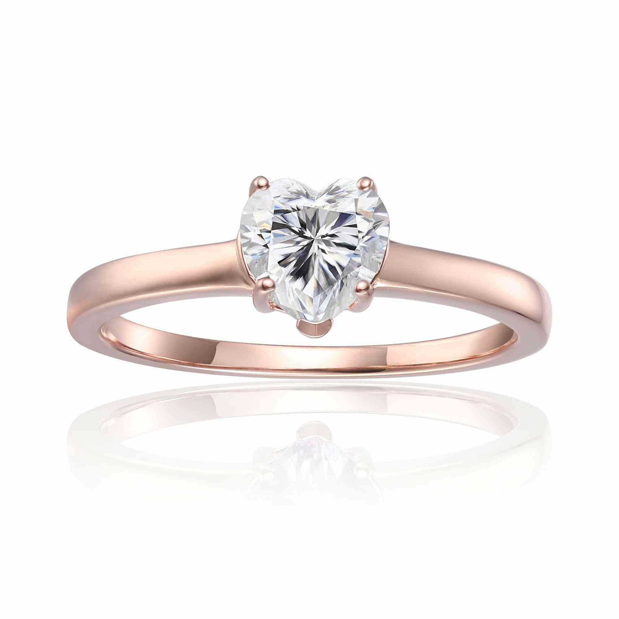 Moissanite Solitaire Heart Ring - Main Image