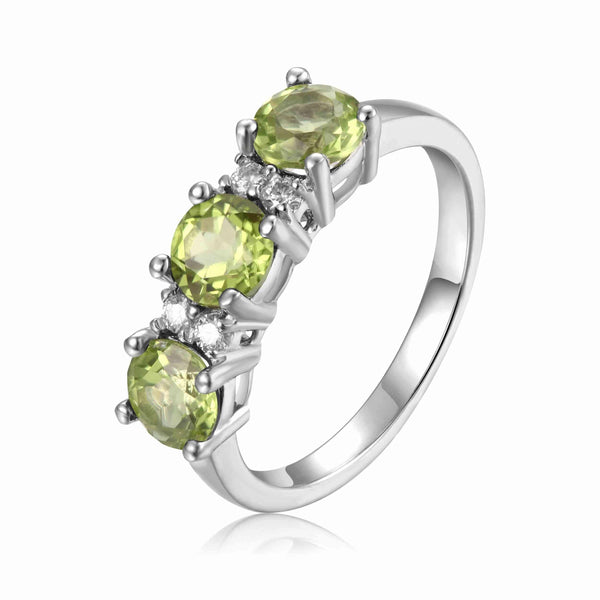 V3 Jewelry® Sterling Silver with Peridot, Amethyst and White Topaz Three Stone Halo Ring - Gift for hotsell her