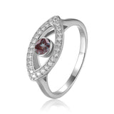 Rhodium plated sterling silver ring, created color changing gemstone
