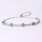 Genuine Green Emerald Bracelet Silver Dainty Emerald Tennis Bracelet  Emerald Adjustable Bracelet - FineColorJewels