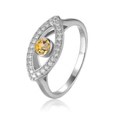 Citrine evil eye ring with moissanite accent ring, yellow gemstone ring, protection ring, good fortune ring