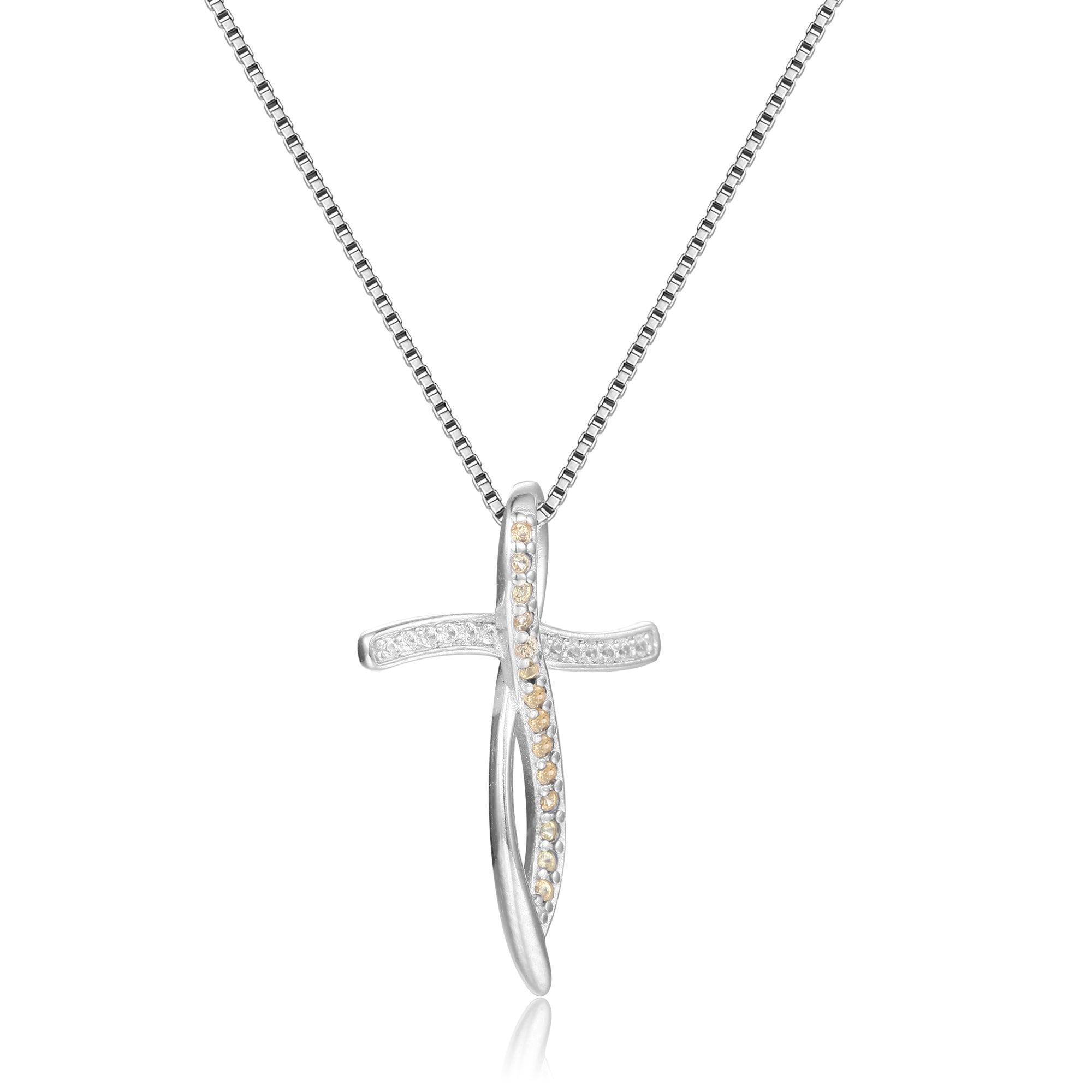 Yellow Sapphire Cross Necklace - FineColorJewels
