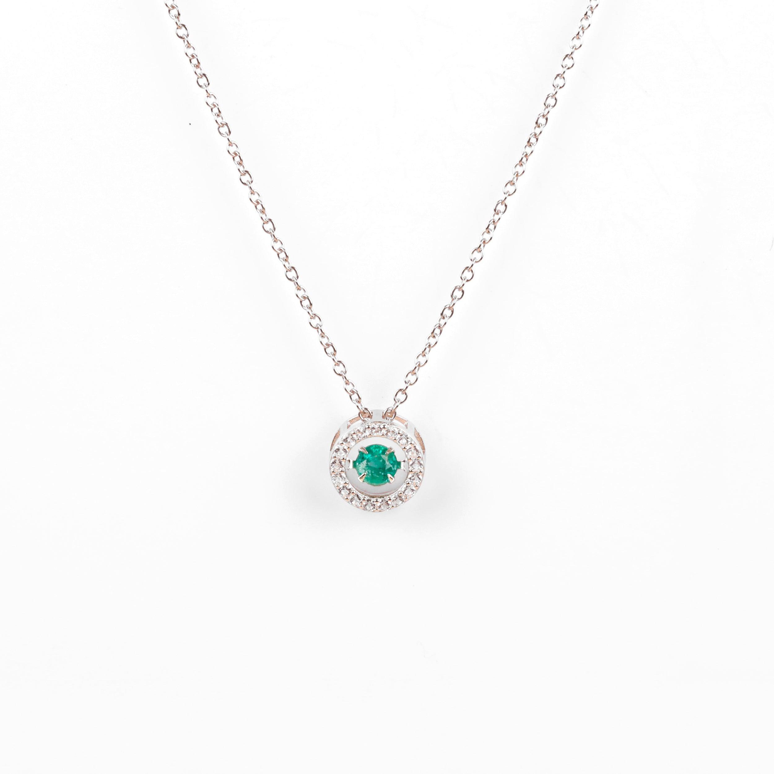 Emerald Dancing NecklaceGenuine Emerald Dancing Necklace Dancing Gemstone Pendant Necklace - FineColorJewels