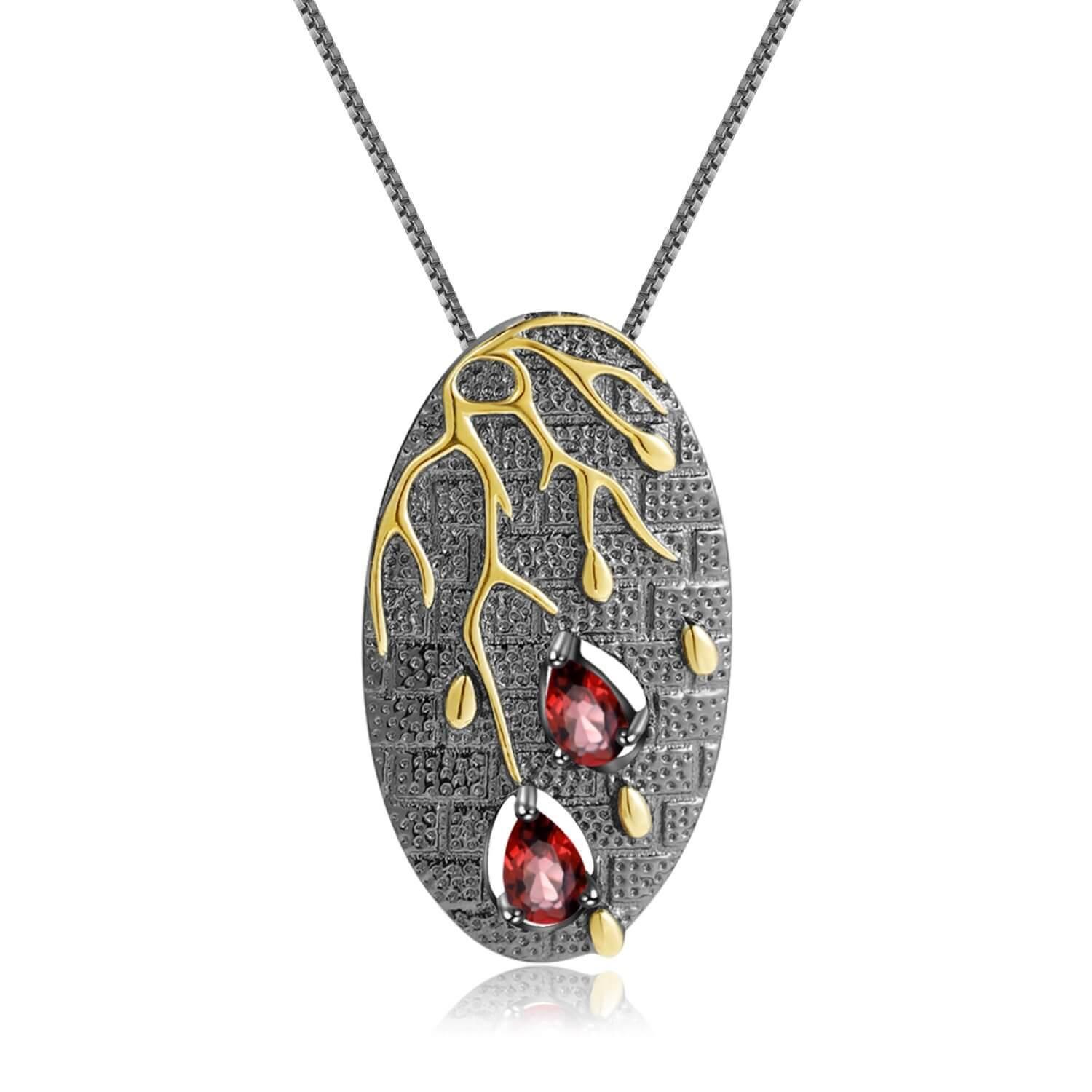 Artisan Gold Plated Garnet Pendant.
$ 50 - 100, Garnet, Pear, 925 Sterling Silver, 925 Sterling Silver Ð Gold Plated Yellow, Fashion