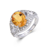 stunning yellow gemstone ring, fashionable ring, healing stone ring