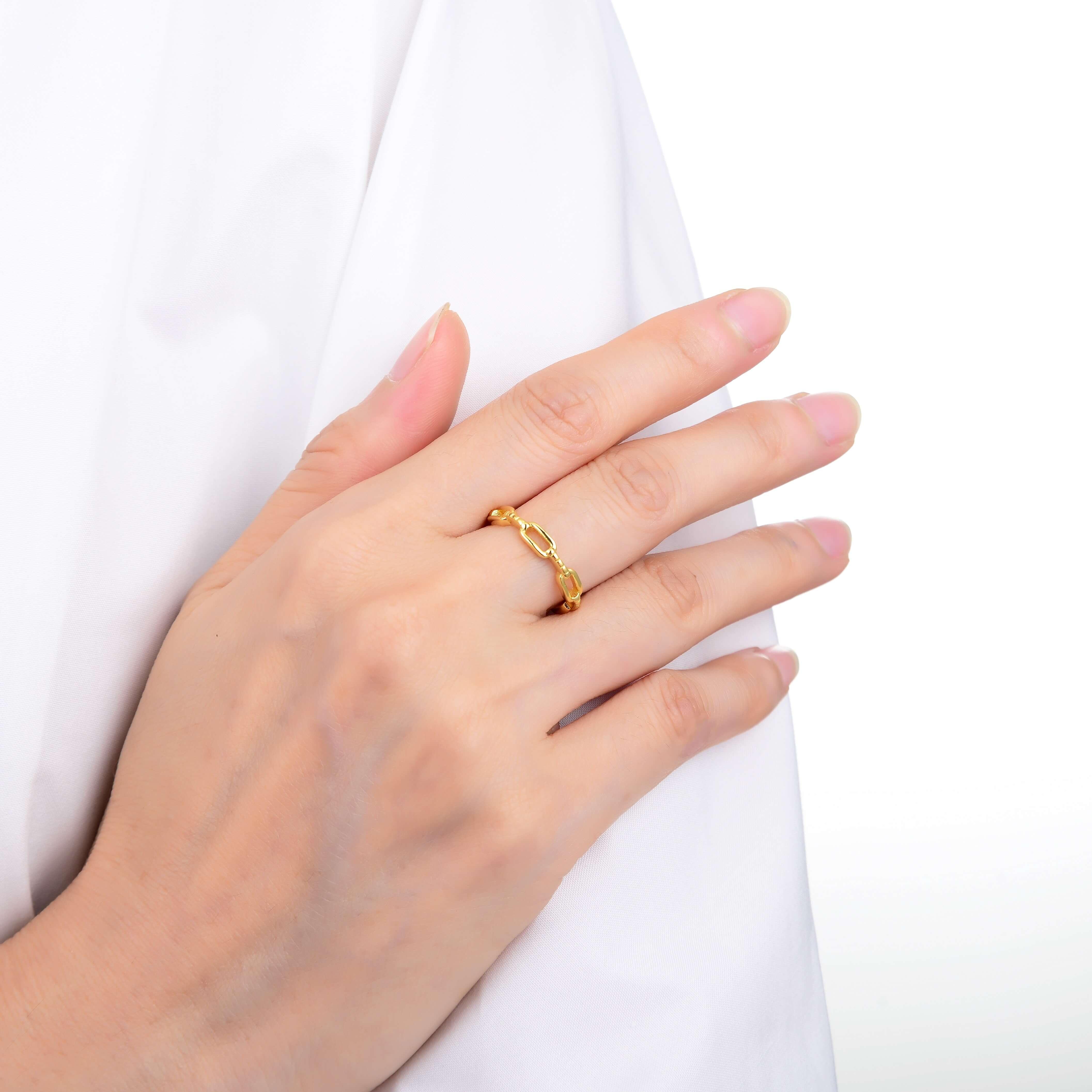 Chain Yellow Gold Plated Sterling Silver Ring