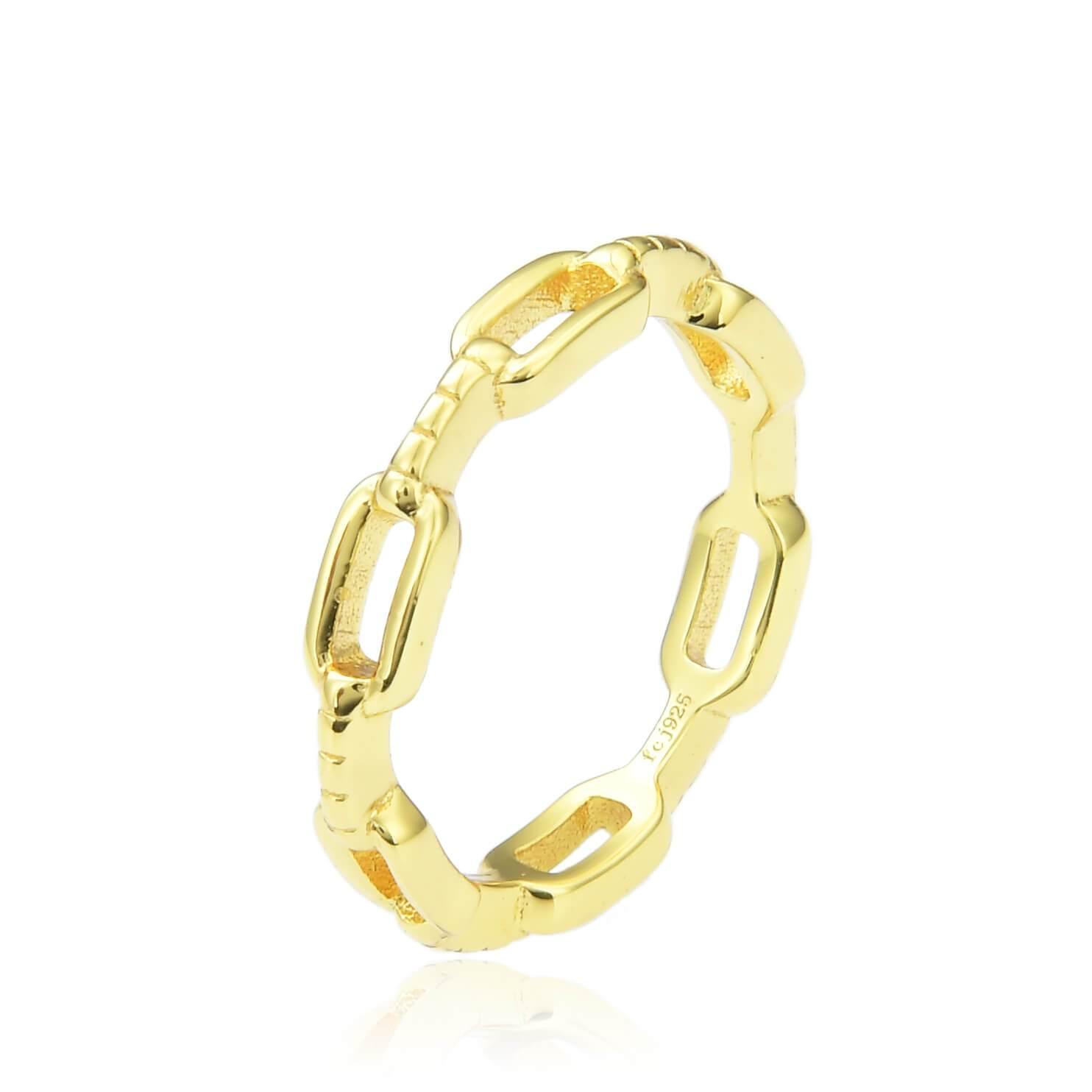Chain Yellow Gold Plated Sterling Silver Ring