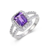Emerald cut topaz ring, octagon cut topaz ring, purple topaz ring