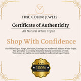Quality certificate of White Topaz Silver Halo Necklace - FineColorJewels