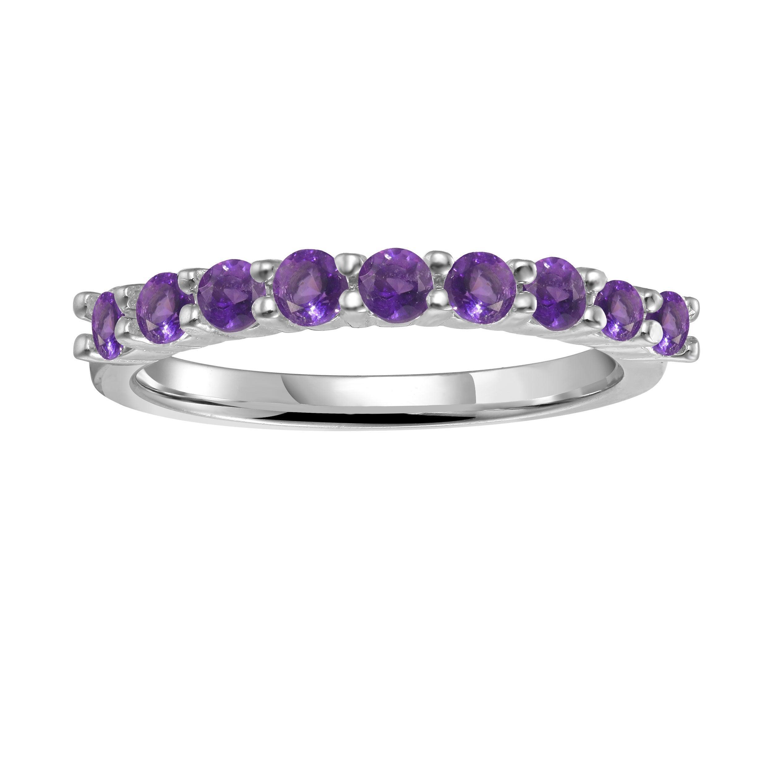 Buy Stackable Amethyst Half Eternity Ring for Women FCJ
