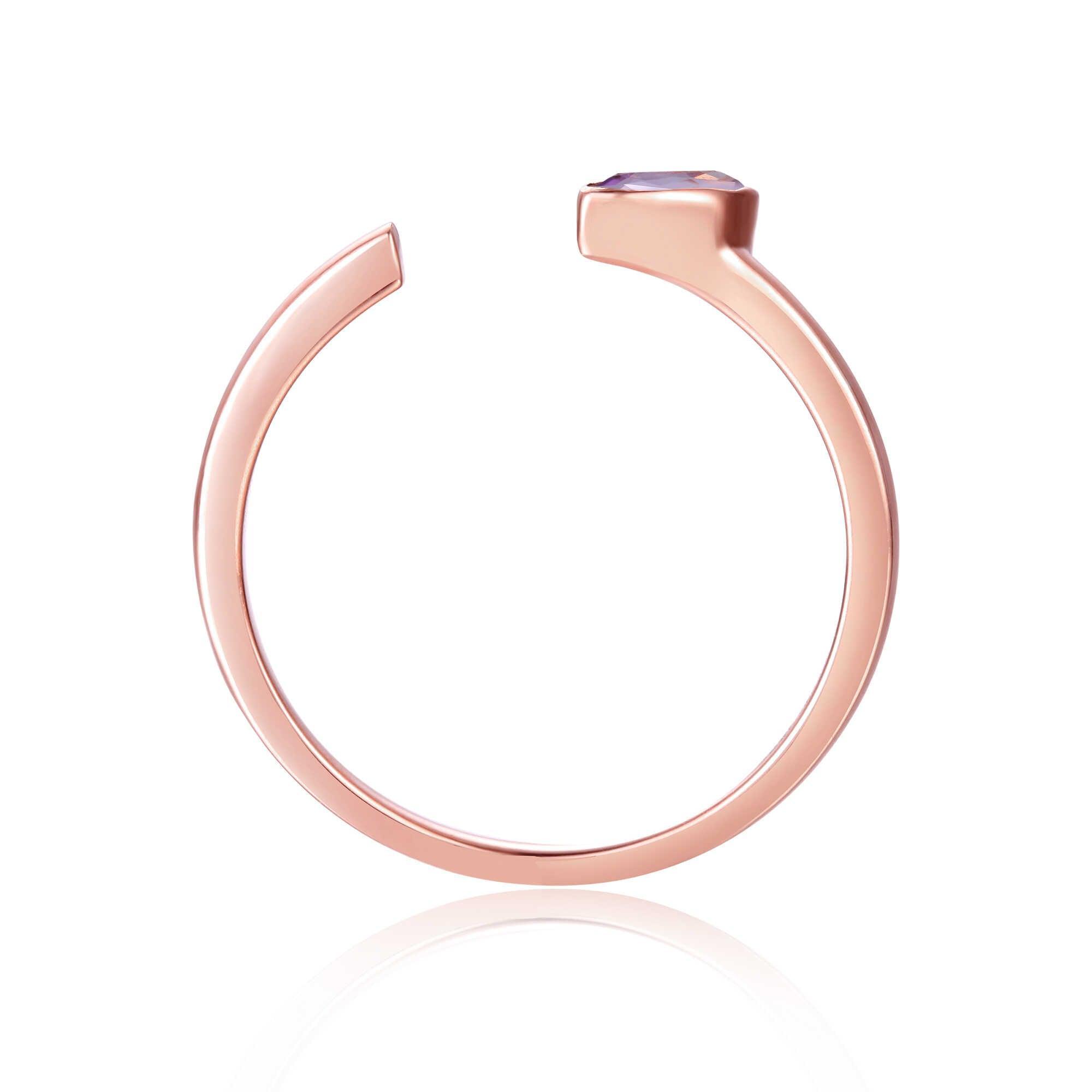February Birthstone Ring, Purple Amethyst Simple Ring, Solitaire Ring for Women