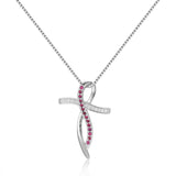 Dainty Round cut Genuine Ruby Necklace Pendant with White Sapphire