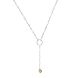 Natural Citrine Y Pendant Necklace Dainty Silver Chain Necklace Rhodium Plated Silver Necklace Gift for Her Dainty Jewelry